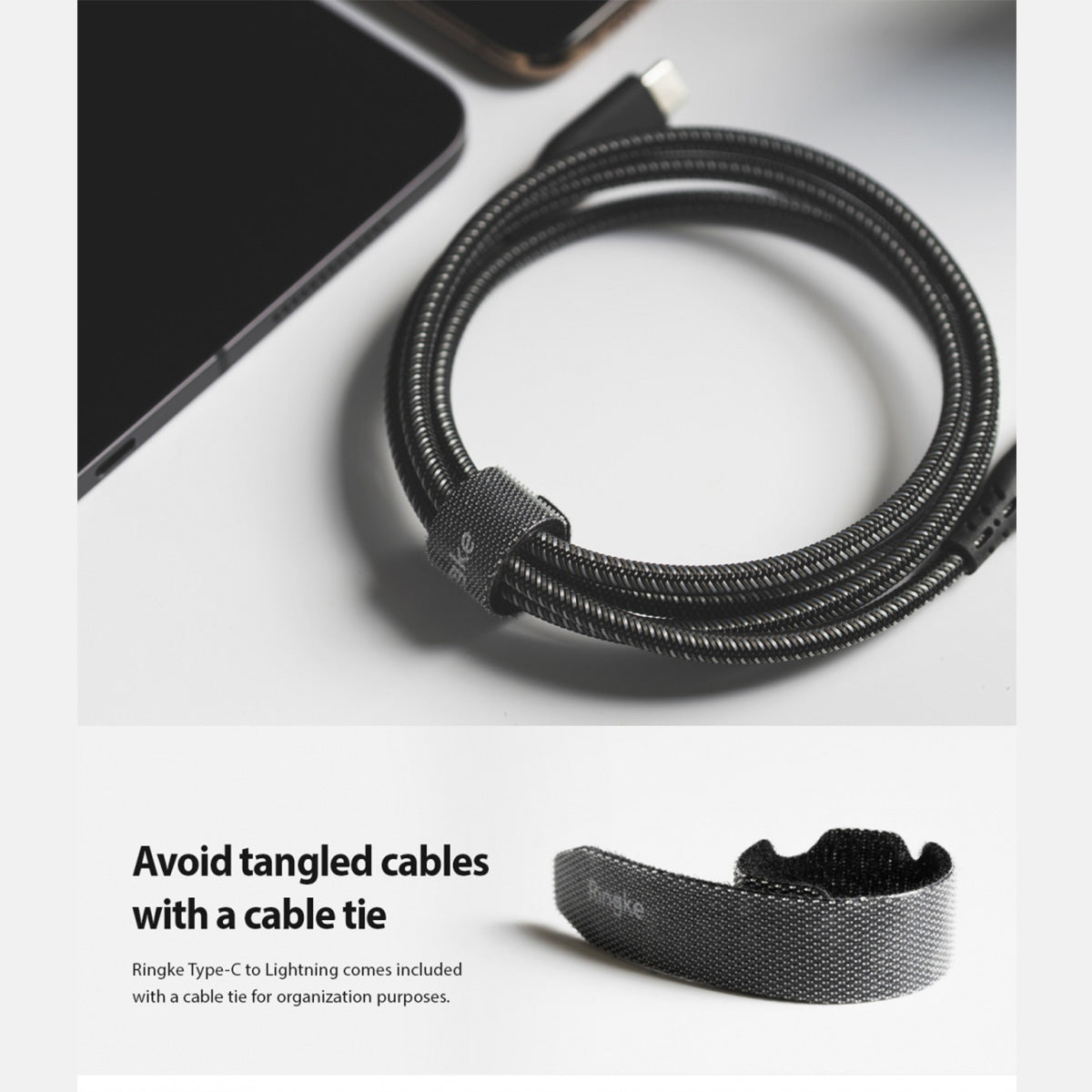 Ringke USB-C to Lighting Charging Cable (1.2m) Black - XtraSure | Apple Authorized Reseller in Myanmar