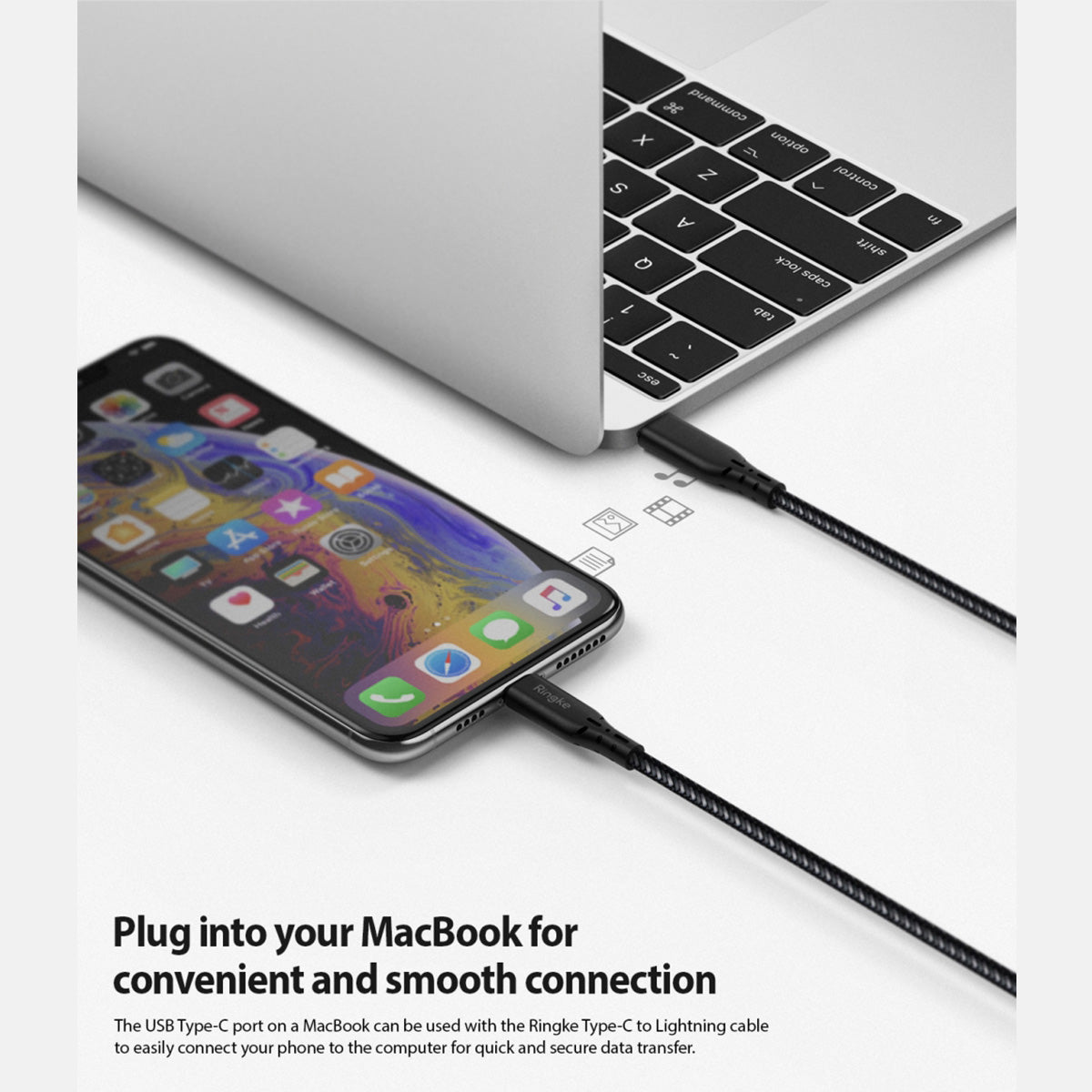 Ringke USB-C to Lighting Charging Cable (1.2m) Black - XtraSure | Apple Authorized Reseller in Myanmar