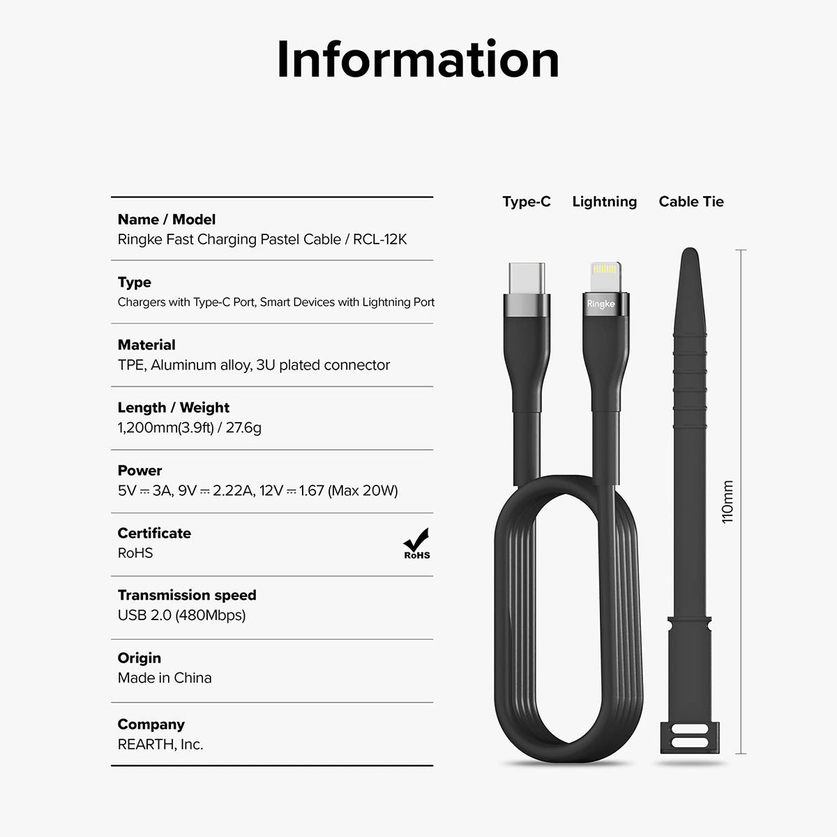 Ringke USB-C to Lighting Pastel Charging Cable (1.2m) - XtraSure | Apple Authorized Reseller in Myanmar