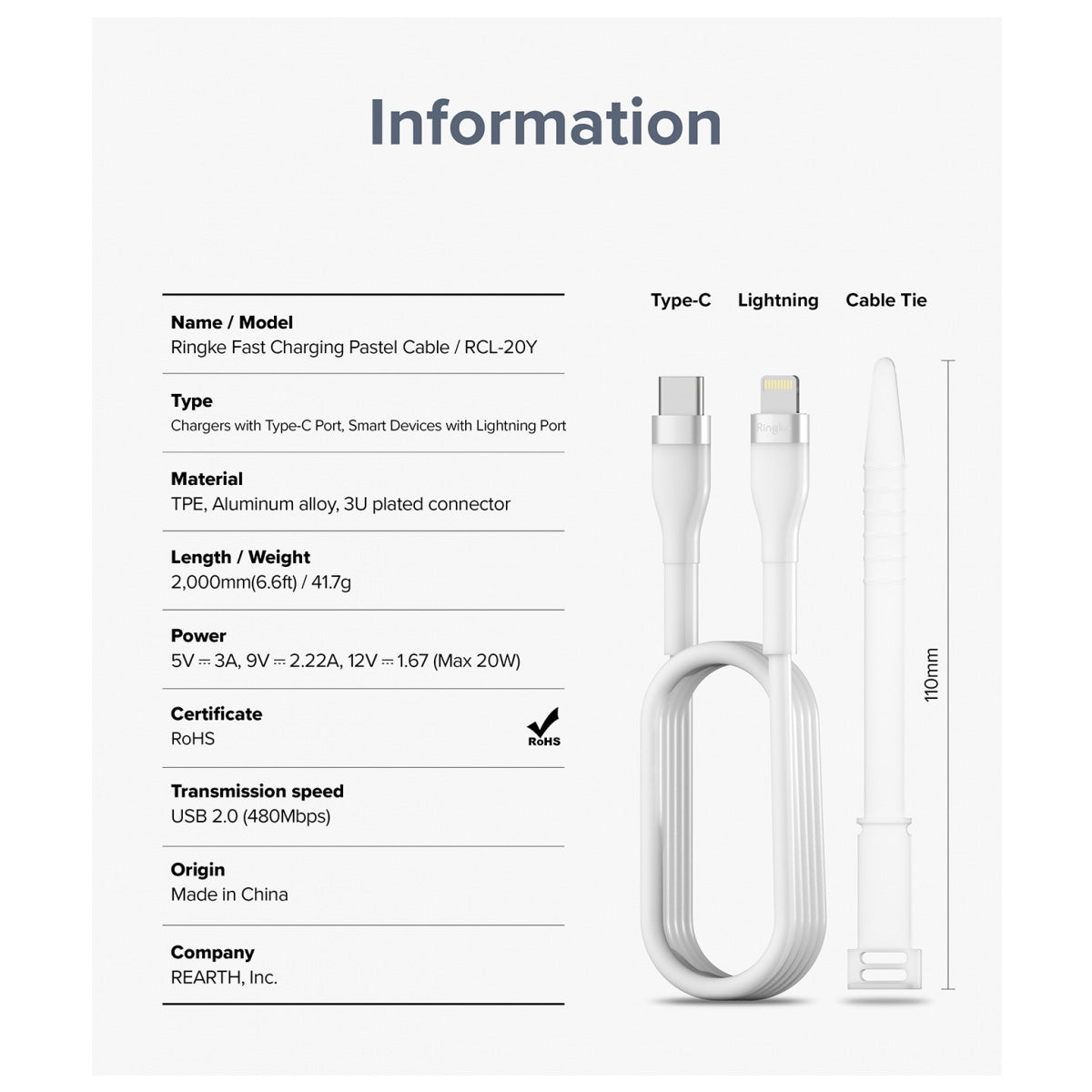 Ringke USB-C to Lighting Pastel Charging Cable (2m) - XtraSure | Apple Authorized Reseller in Myanmar