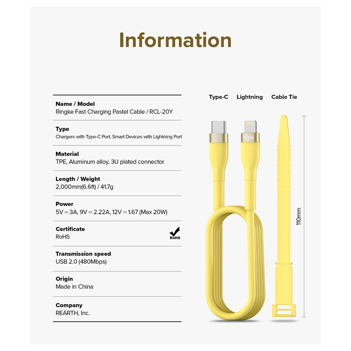 Ringke USB-C to Lighting Pastel Charging Cable (2m) - XtraSure | Apple Authorized Reseller in Myanmar