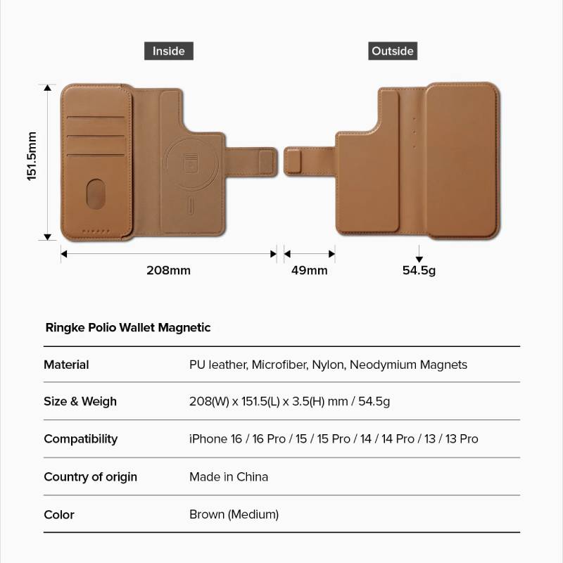 Ringke Folio Wallet Magnetic for iPhone 16 Series - XtraSure | Apple Authorized Reseller in Myanmar