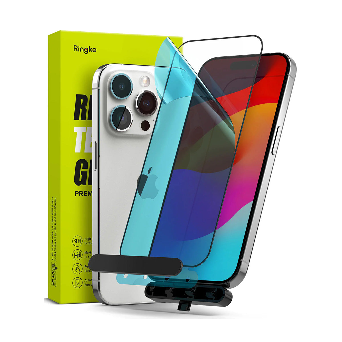Ringke iD Full Glass Screen Protector for iPhone 15 Series - XtraSure | Apple Authorized Reseller in Myanmar