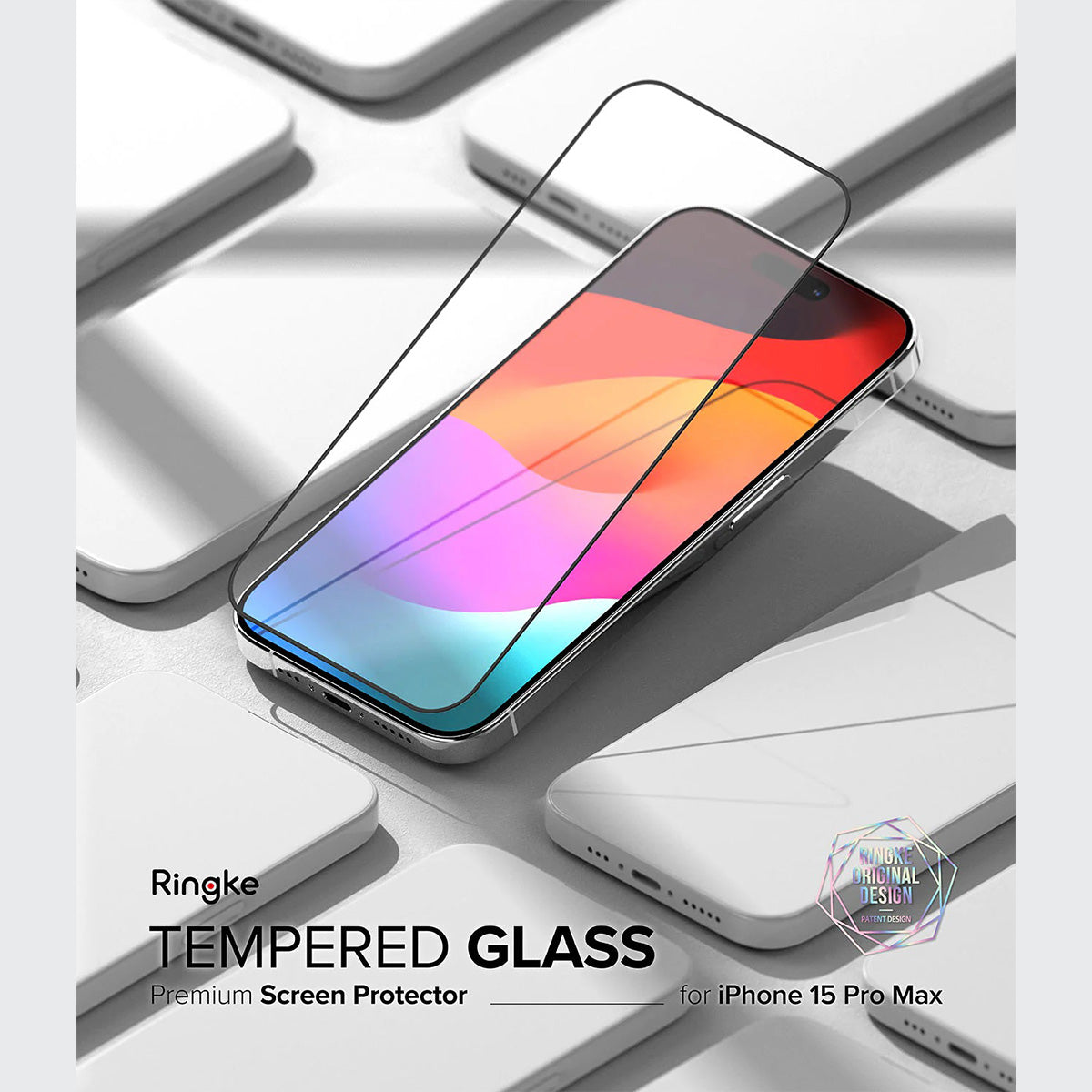 Ringke iD Full Glass Screen Protector for iPhone 15 Series - XtraSure | Apple Authorized Reseller in Myanmar