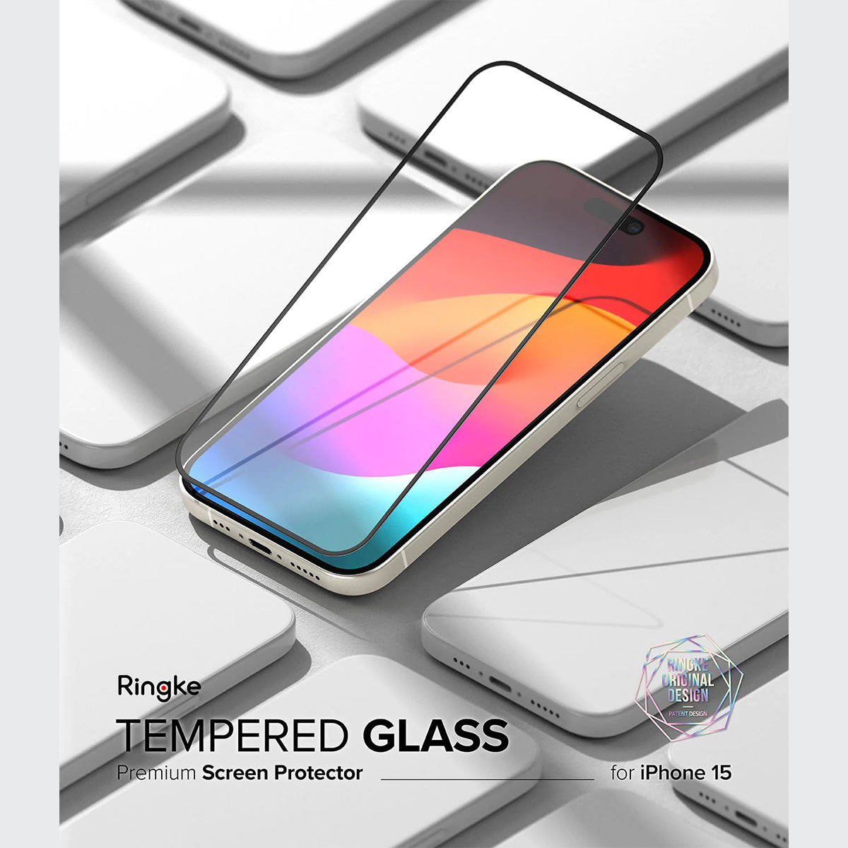 Ringke iD Full Glass Screen Protector for iPhone 15 Series - XtraSure | Apple Authorized Reseller in Myanmar
