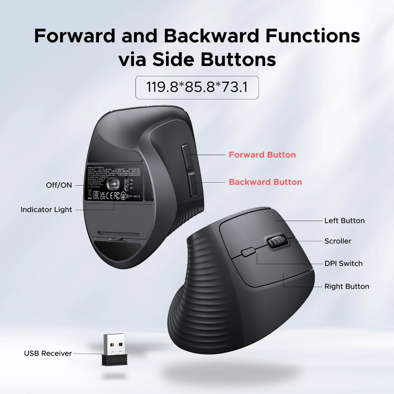 UGREEN 2.4G Wireless Vertical Ergonomic Mouse with 4000DPI (M571)