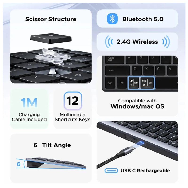 UGREEN Multi Mode Rechargeable Wireless & Bluetooth Keyboard (K552)