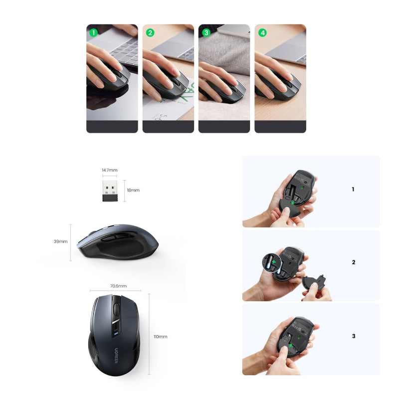 UGREEN Wireless Ergonomics Mouse