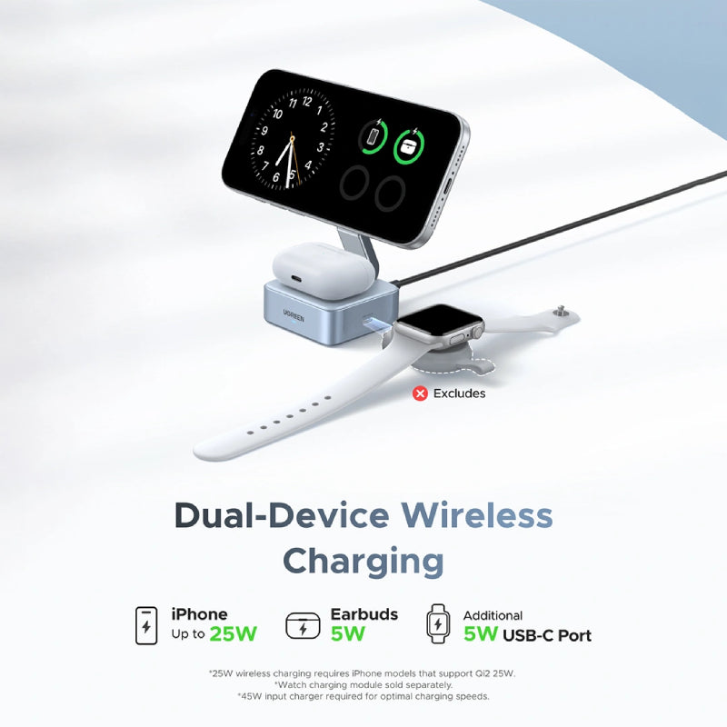 Ugreen 25W 2-in-1 Qi2 Magnetic Wireless Charger (W752)