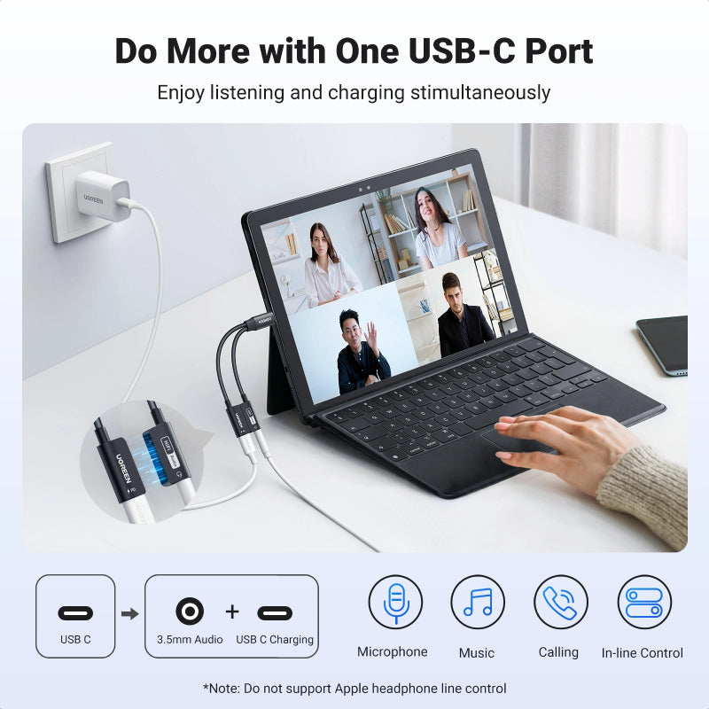 Ugreen Type-C to 3.5mm Audio Adapter with PD Charging (CM721)