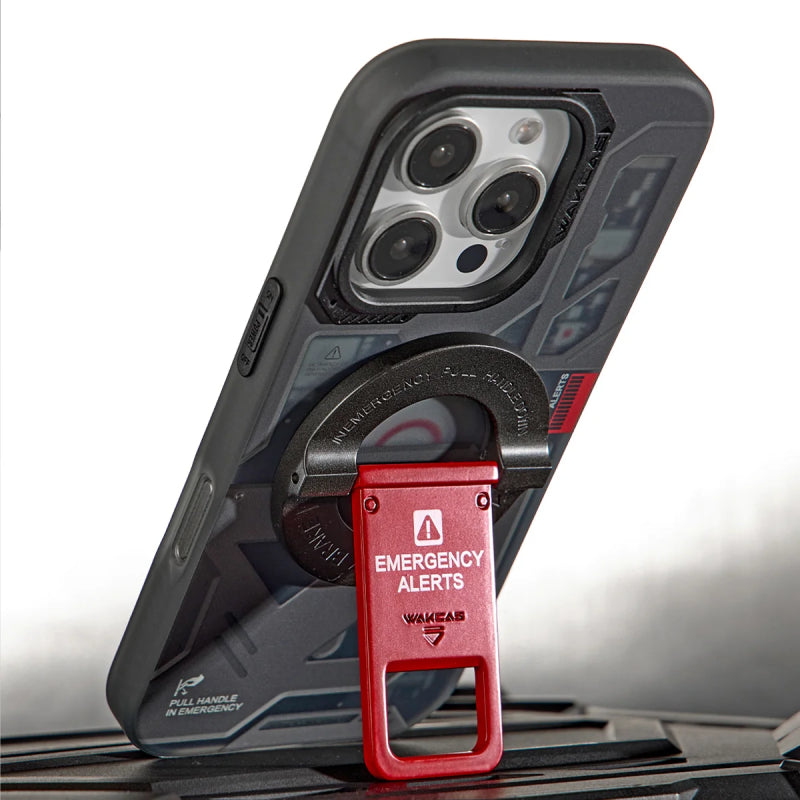 Wakcas Black Emergency Panel MagSafe Case for iPhone 18 Series