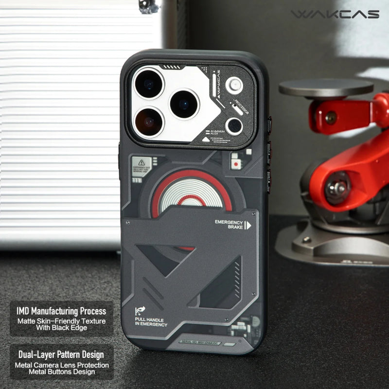Wakcas Black Emergency Panel MagSafe Case for iPhone 18 Series