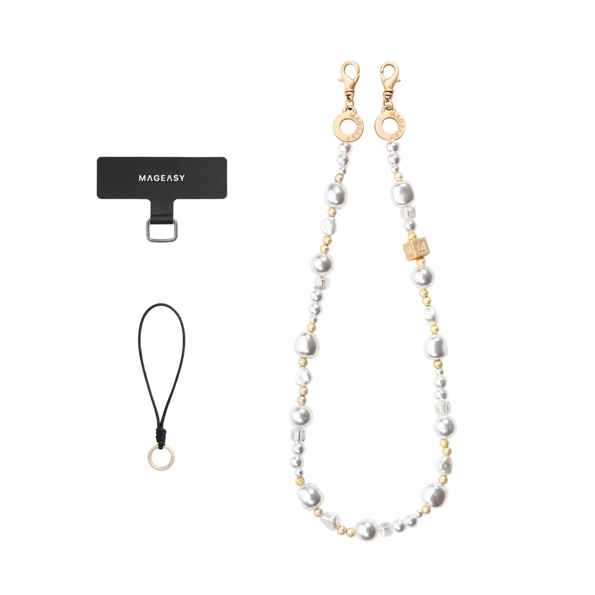 MagEasy Pearl Wrist Strap + Strap Card (White Pearl (with Strap Card)