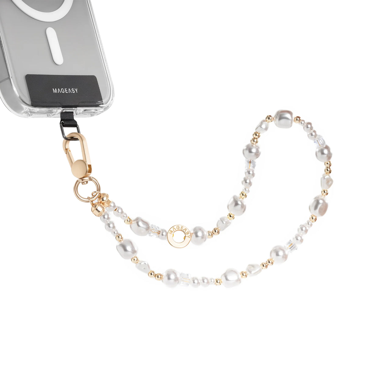 MagEasy Pearl Wrist Strap + Strap Card (White Pearl (with Strap Card)