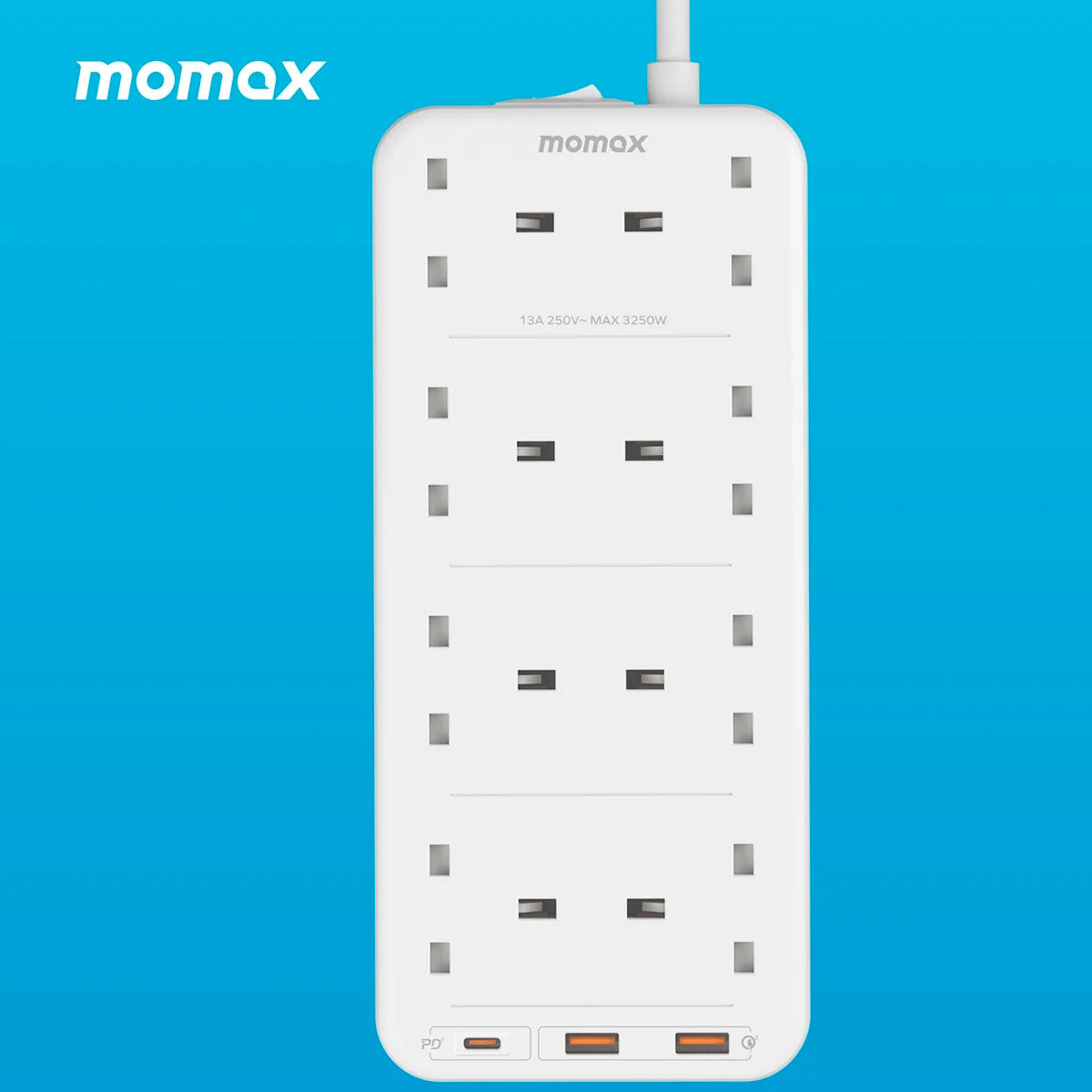 Momax ONEPLUG 8-Outlet Power Strip with USB (US5UK) - XtraSure | Apple Authorized Reseller in Myanmar
