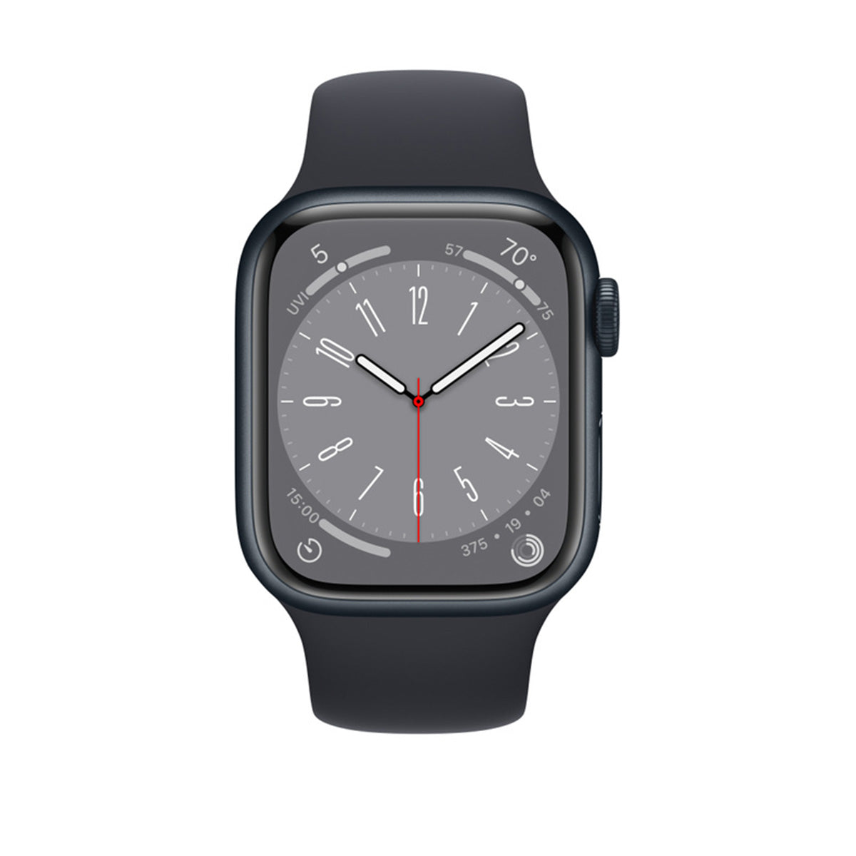 Apple Watch Series 8 GPS, 45 mm Midnight Aluminium Case with Midnight Sport Band – MNP13