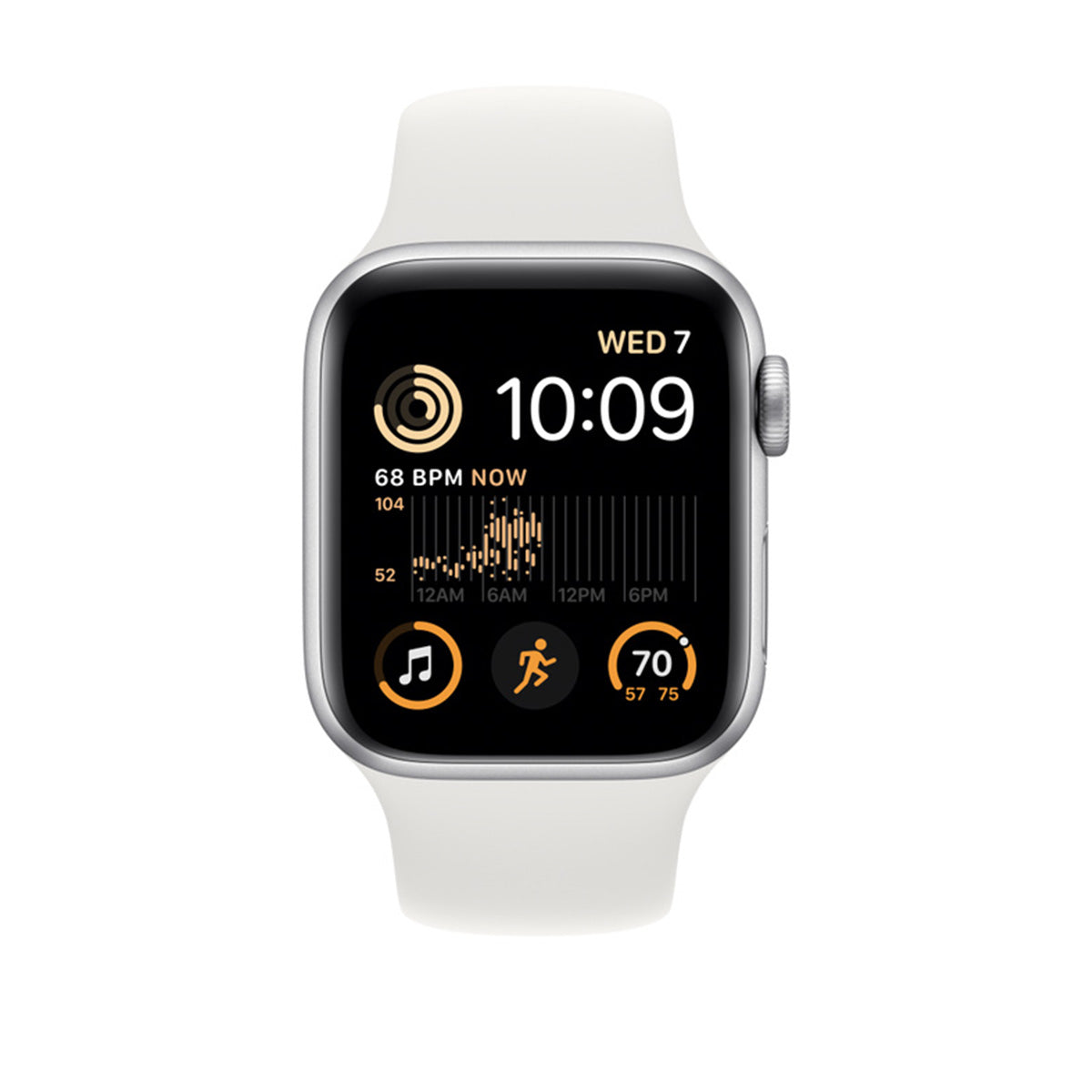 Apple Watch Series SE 2nd Gen GPS, 44mm Silver Aluminum Case with White Sport Band – MNK23