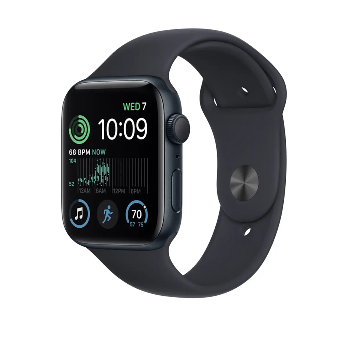 Apple Watch Series SE 2nd Gen GPS, 44mm Midnight Aluminum Case with Midnight Sport Band – MRE93 (New)