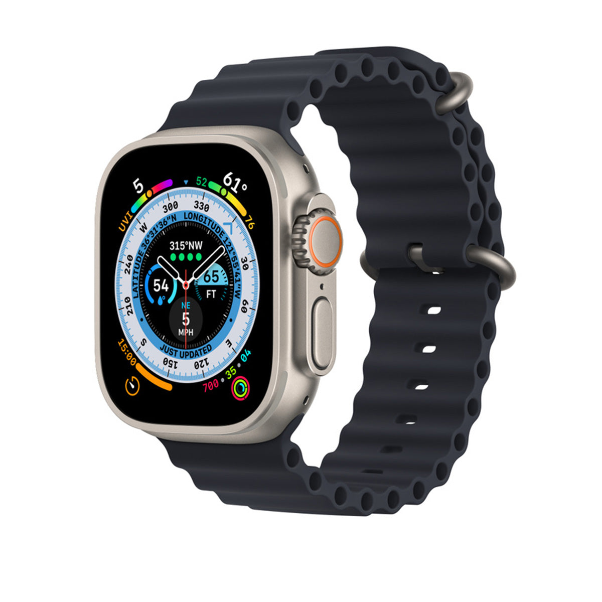 Apple Watch Ultra GPS + Cellular, 49mm Titanium Case with Midnight Ocean Band – MQFK3