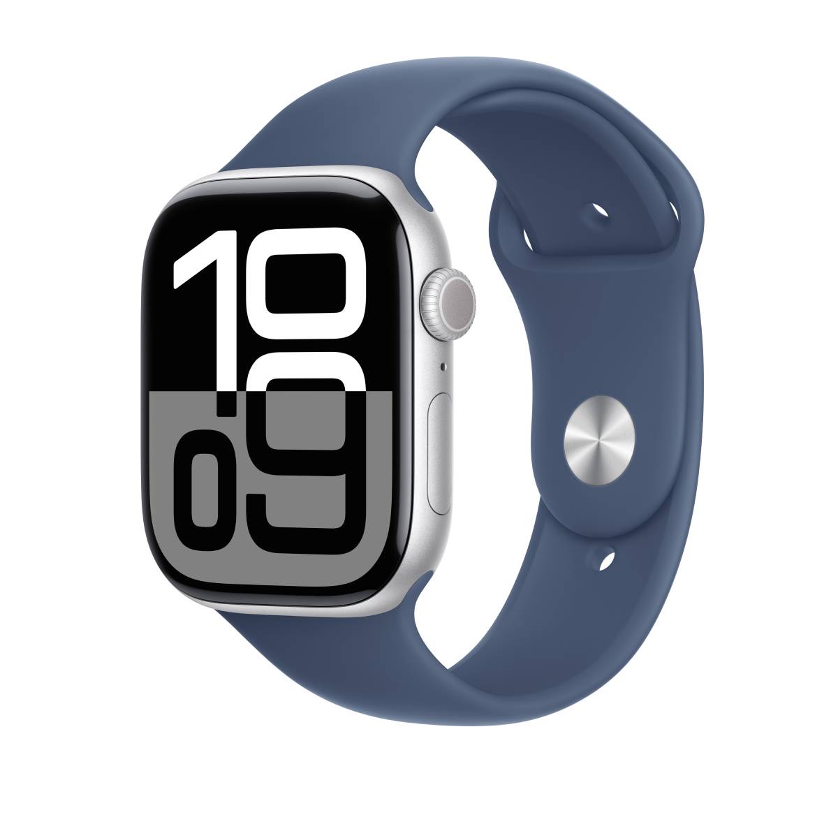 Apple Watch Series 10 GPS, 42 mm Silver Aluminium Case with Denim Sport Band – MWWA3 (S/M)