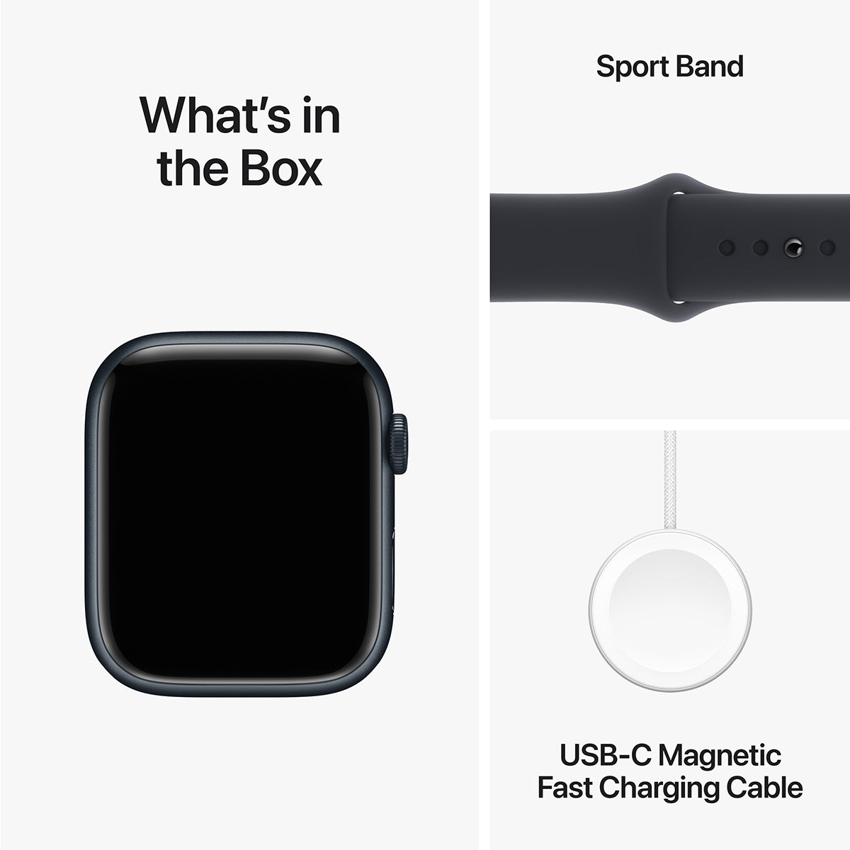 Apple Watch Series 9 GPS, 41 mm Midnight Aluminium Case with Midnight Sport Band – MR8X3 (M/L)