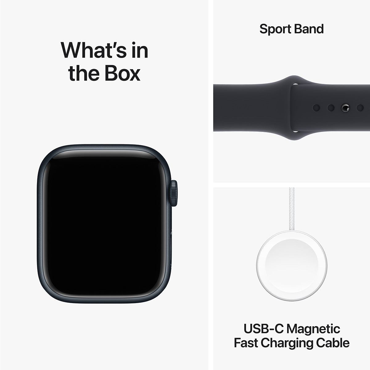 Apple Watch Series 9 GPS, 45 mm Midnight Aluminium Case with Midnight Sport Band – MR9A3 (M/L)