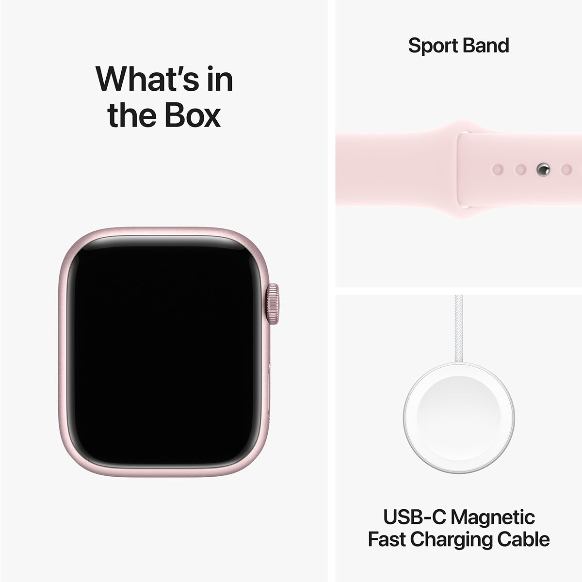 Apple Watch Series 9 GPS, 45 mm Pink Aluminium Case with Light Pink Sport Band – MR9H3 (M/L)