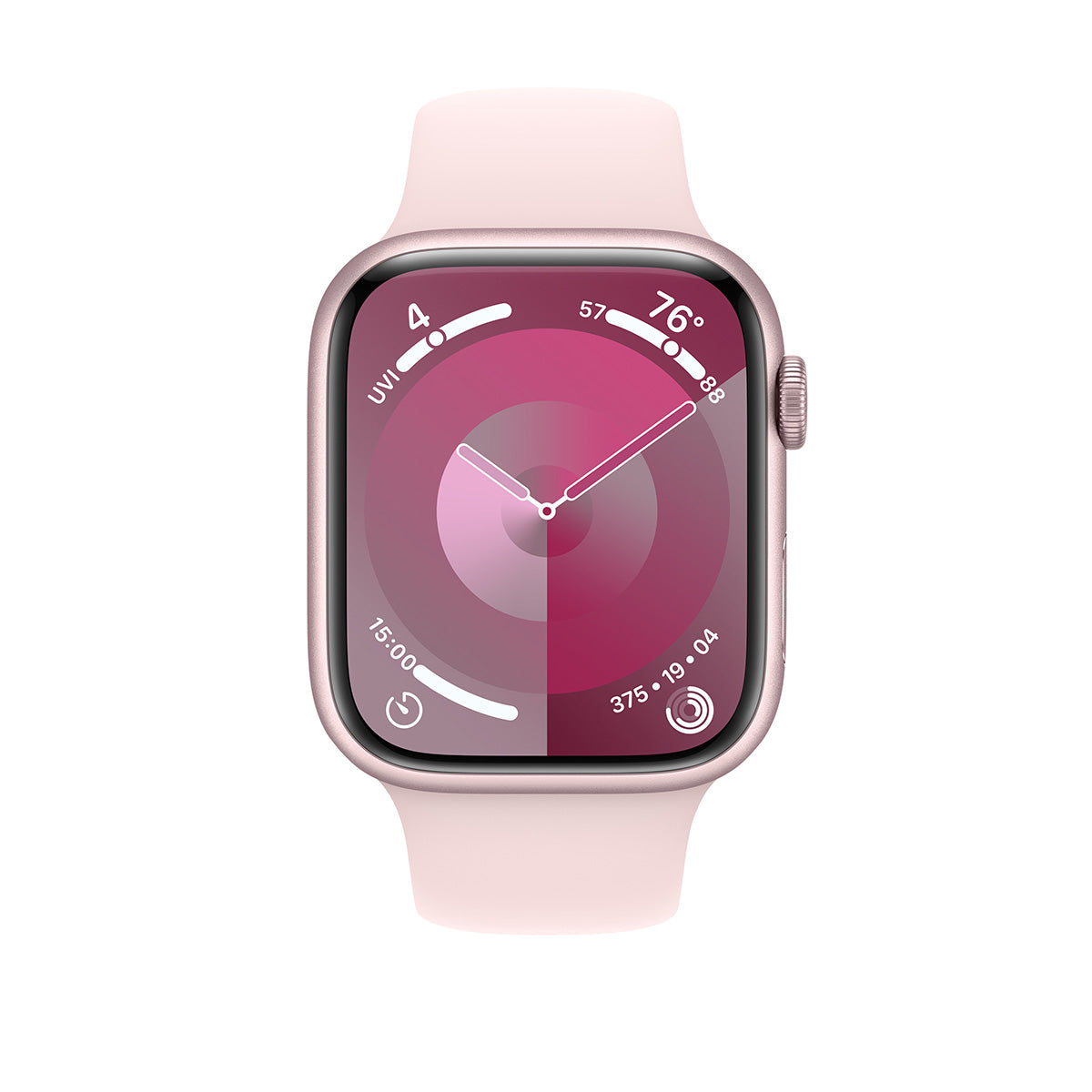 Apple Watch Series 9 GPS, 45 mm Pink Aluminium Case with Light Pink Sport Band – MR9H3 (M/L)