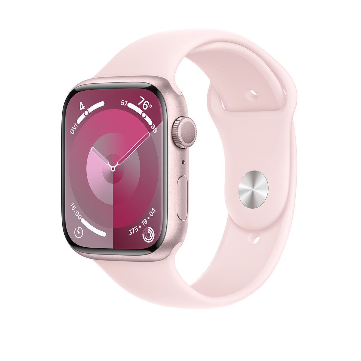 Apple Watch Series 9 GPS, 41 mm Pink Aluminium Case with Light Pink Sport Band – MR933 (S/M)