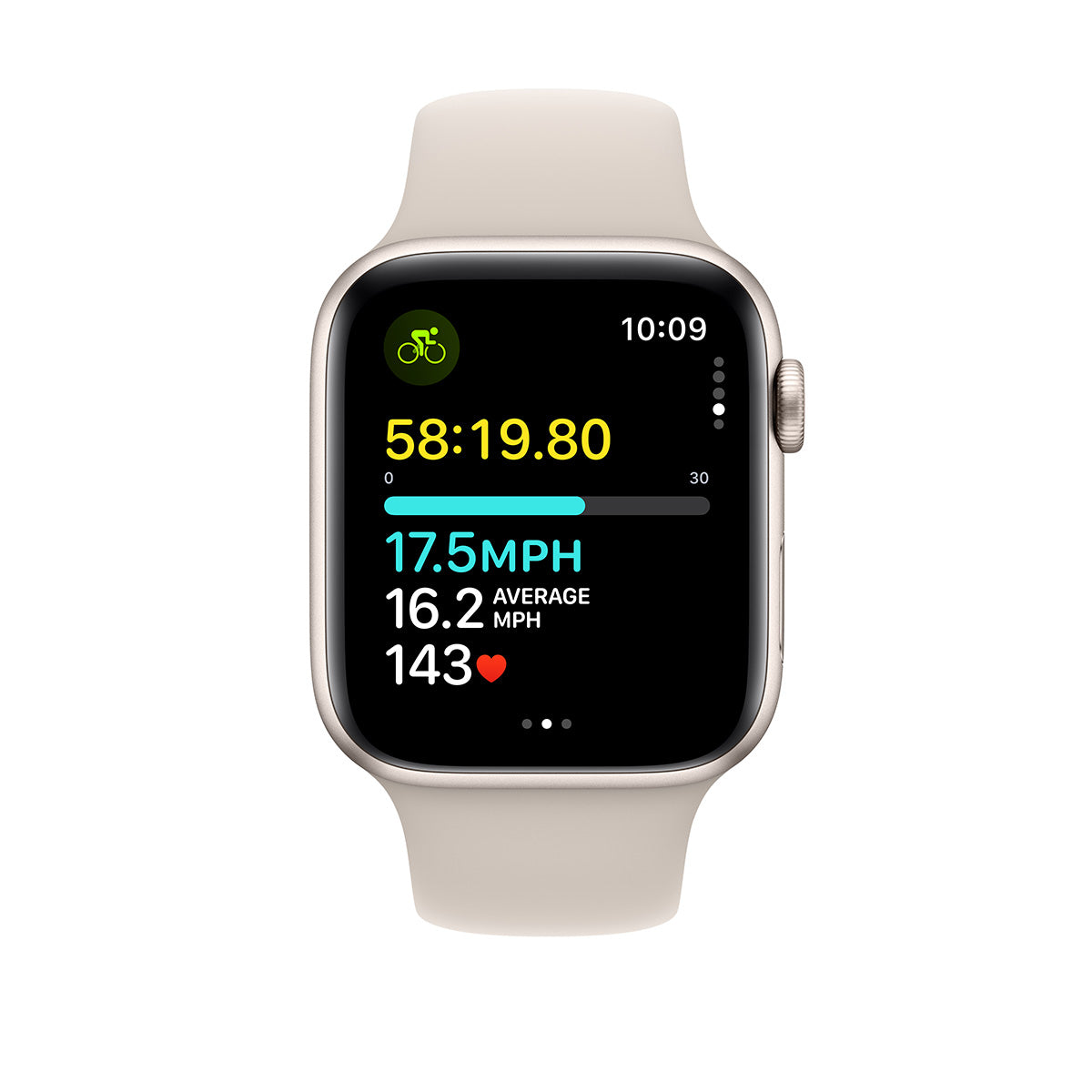 Apple Watch Series SE 2nd Gen GPS, 40mm Starlight Aluminium Case with Starlight Sport Band – MR9V3 (M/L)  (New)