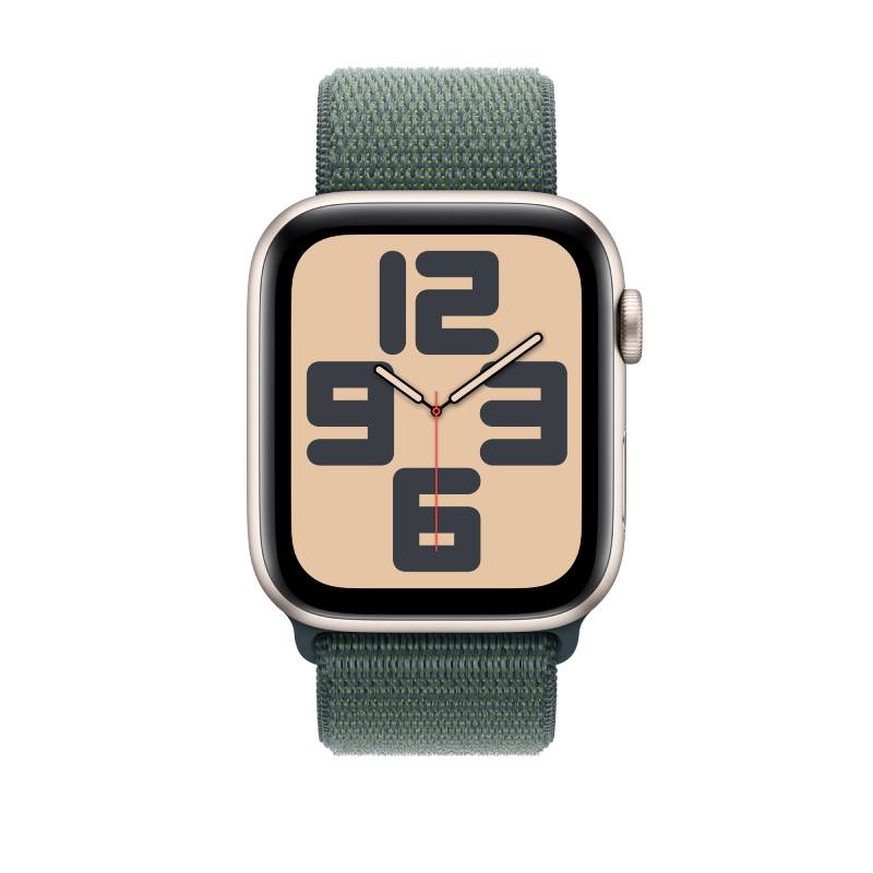 Apple Watch Series SE 2nd Gen GPS, 44mm Starlight Aluminium Case with Lake Green Sport Loop – MXEW3