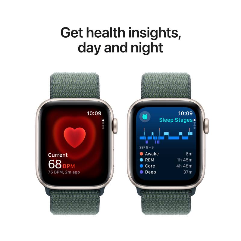 Apple Watch Series SE 2nd Gen GPS, 44mm Starlight Aluminium Case with Lake Green Sport Loop – MXEW3