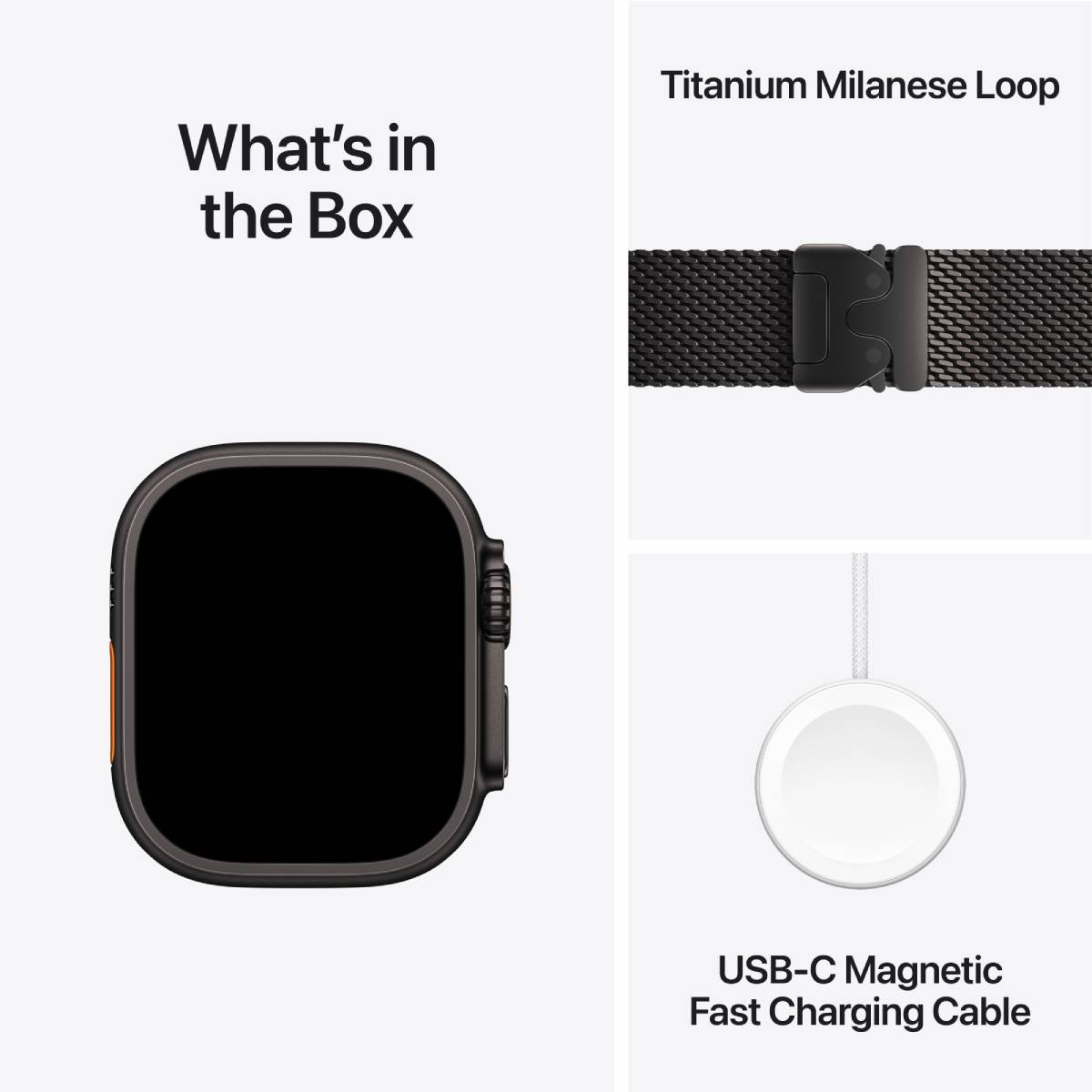 Apple Watch Ultra 2 GPS + Cellular, 49mm Black Titanium Case with Black Titanium Milanese Loop – MX5V3 (L)