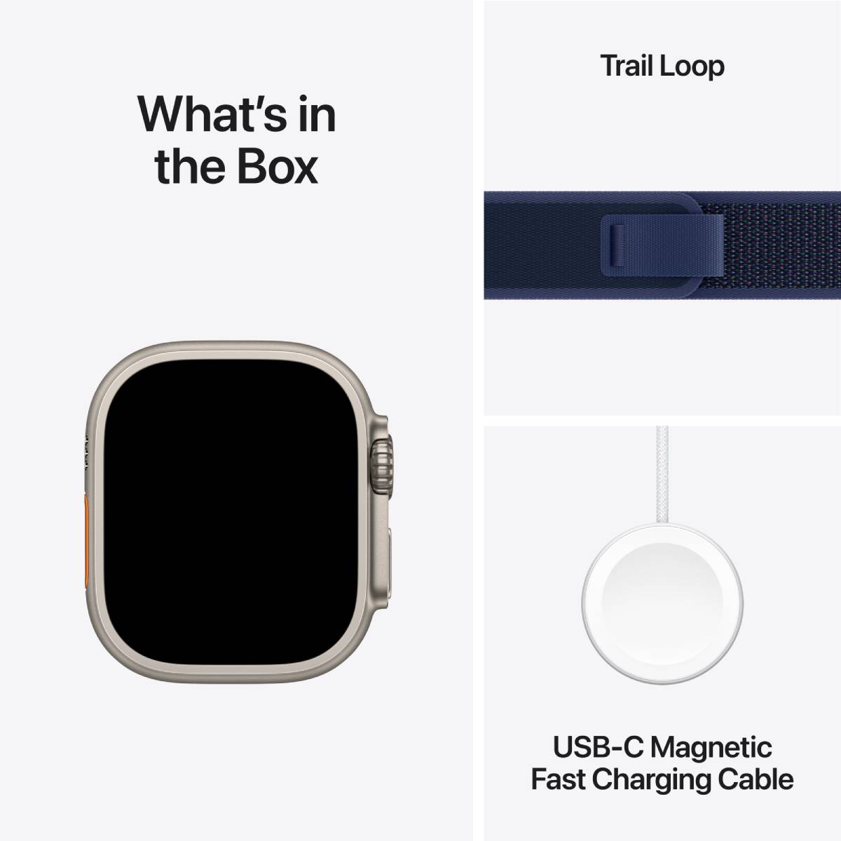 Apple Watch Ultra 2 GPS + Cellular, 49mm Natural Titanium Case with Blue Trail Loop – MX4L3 (M/L)