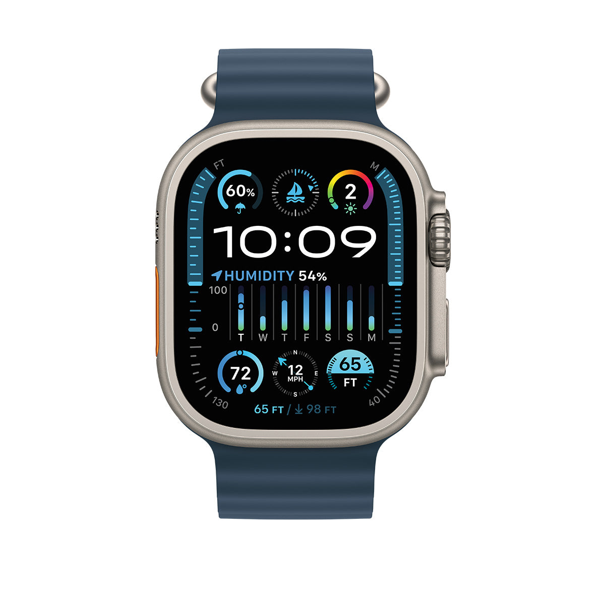 Apple Watch Ultra 2 GPS + Cellular, 49mm Titanium Case with Blue Ocean Band – MREG3