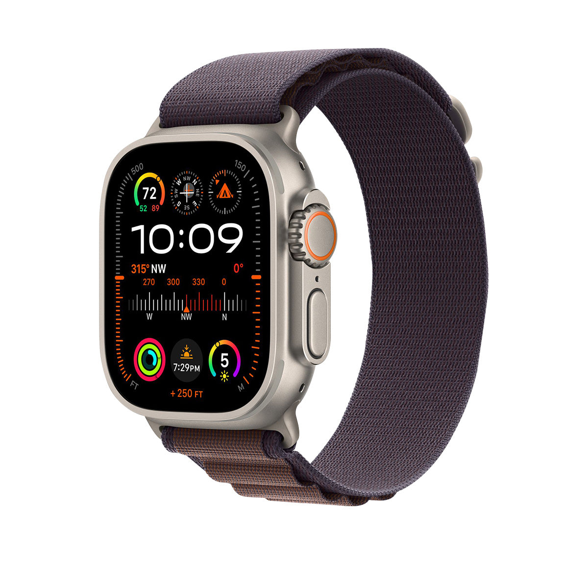 Apple Watch Ultra 2 GPS + Cellular, 49mm Titanium Case with Indigo Alpine Loop – MREW3 (Large)