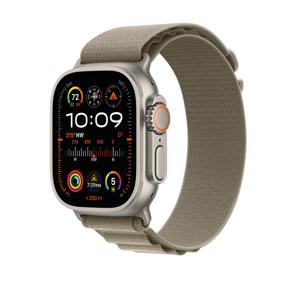 Apple Watch Ultra 2 GPS + Cellular, 49mm Titanium Case with Olive Alpine Loop – MREX3 (Small)