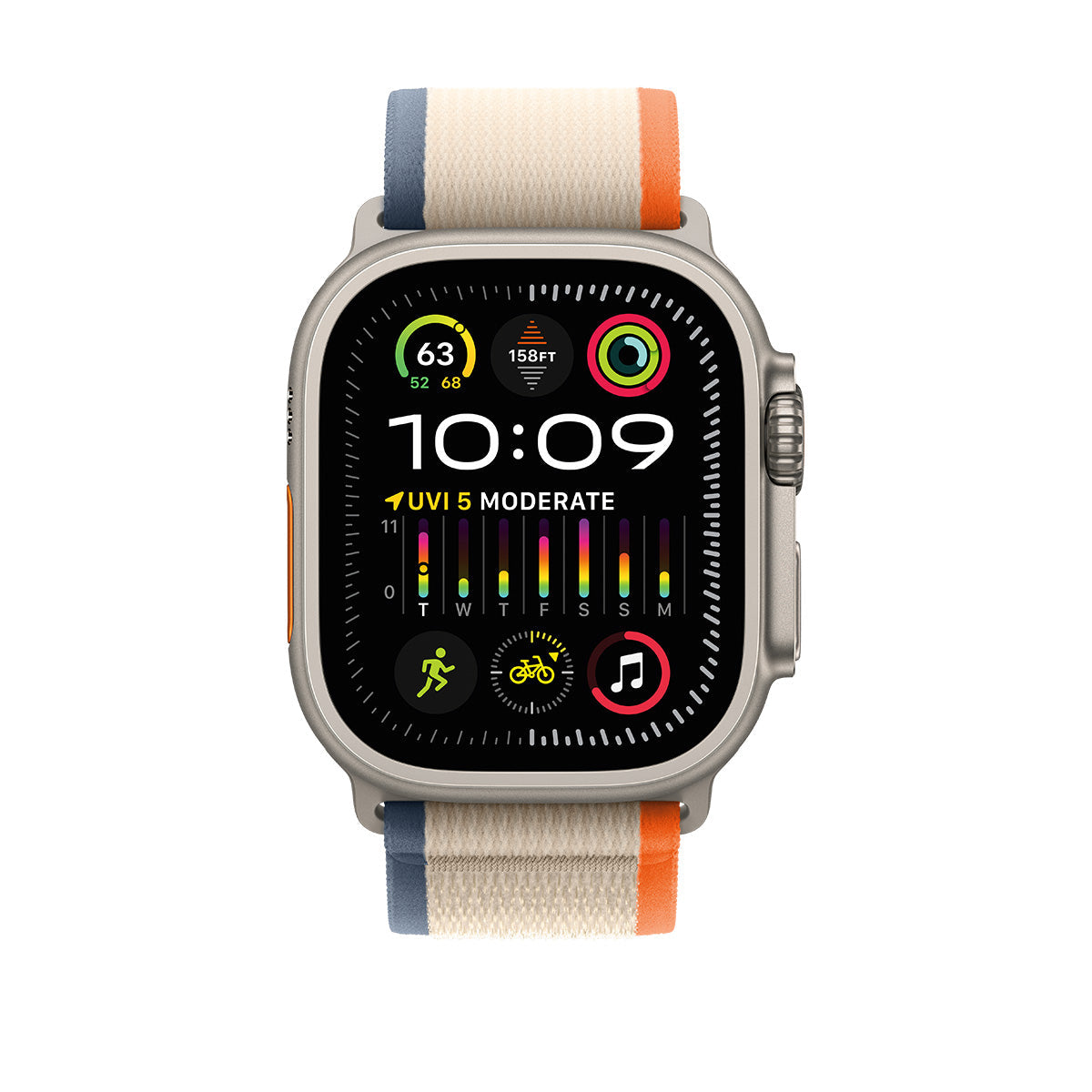 Apple Watch Ultra 2 GPS + Cellular, 49mm Titanium Case with Orange\Beige Trail Loop – MRF23 (M/L)