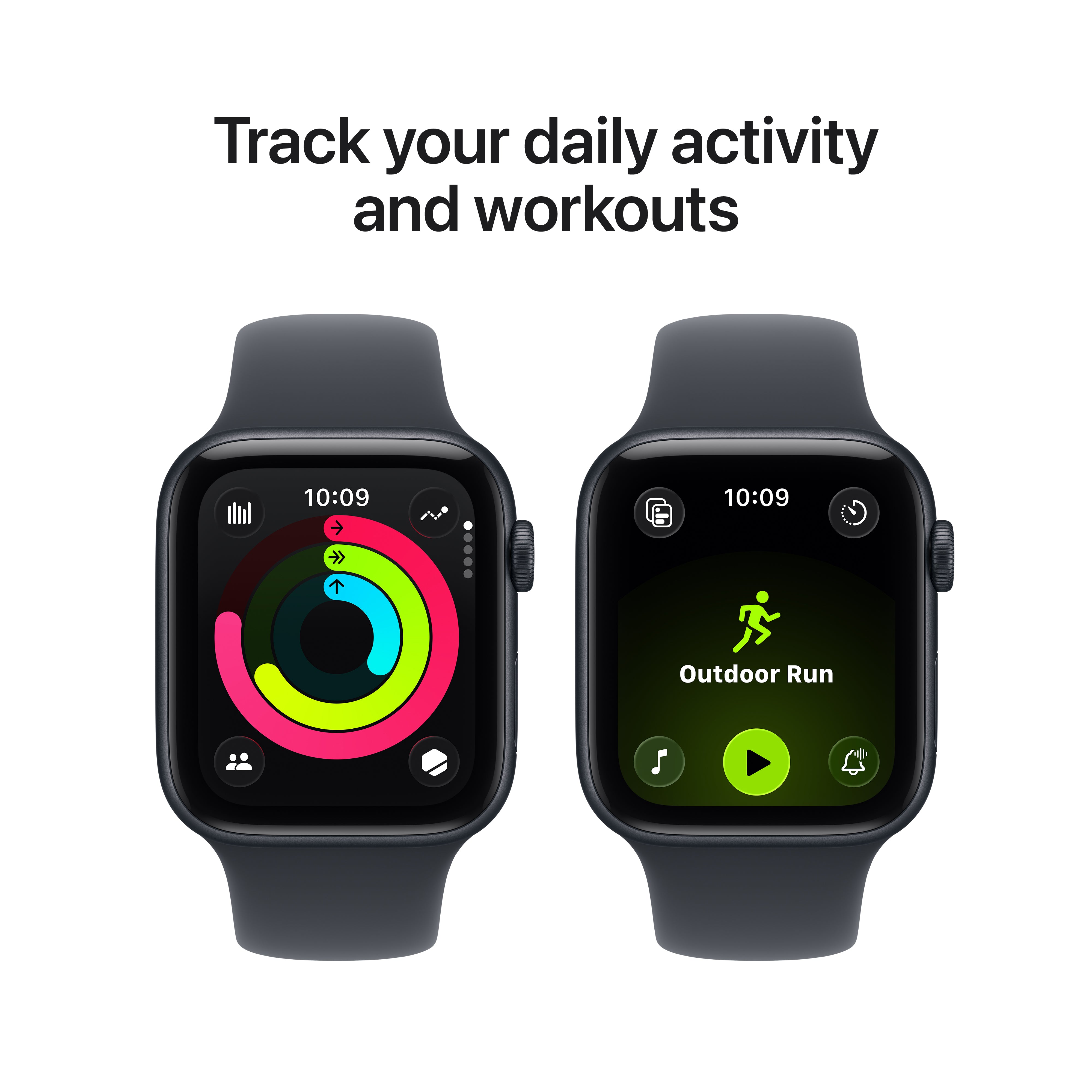Apple Watch SE 3 GPS, 44mm Midnight Aluminium Case with Midnight Sport Band – MEHQ4 (M/L)