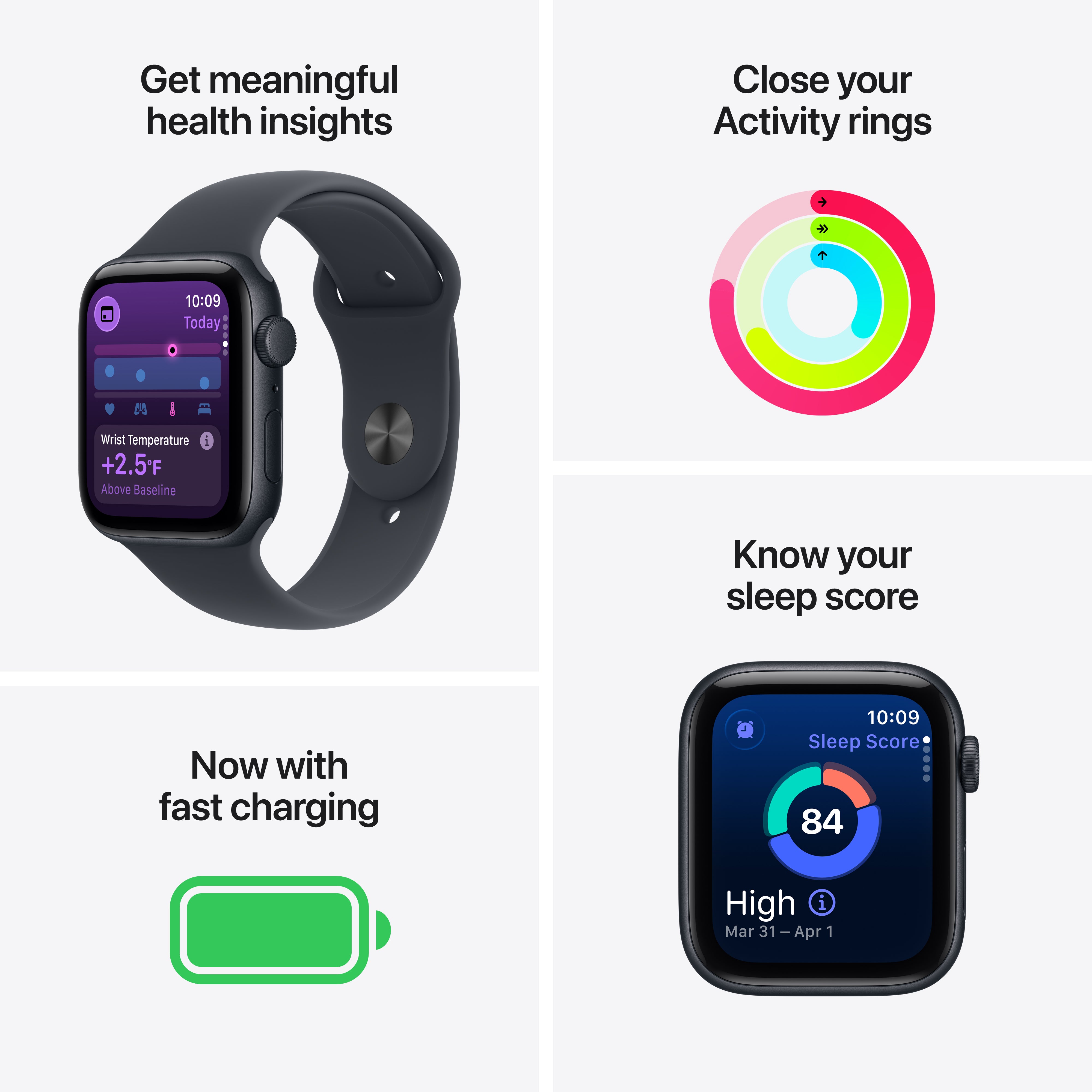 Apple Watch SE 3 GPS, 44mm Starlight Aluminium Case with Starlight Sport Band – MEHJ4 (M/L)