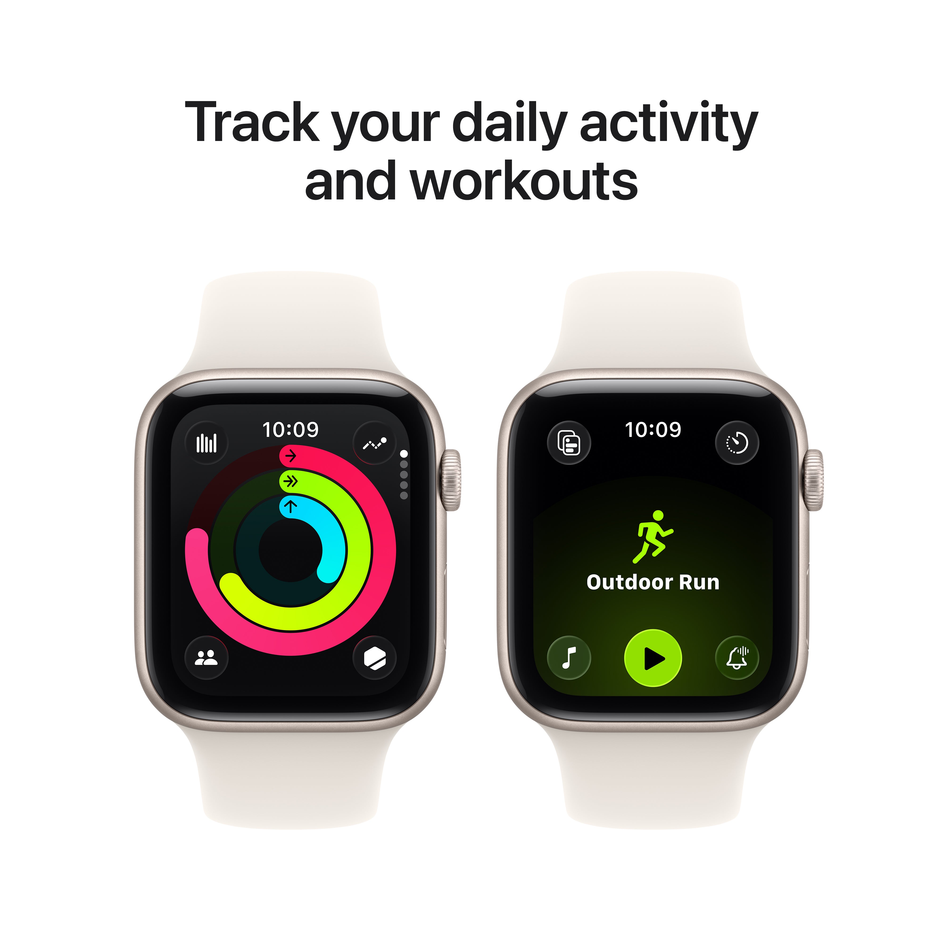 Apple Watch SE 3 GPS, 44mm Starlight Aluminium Case with Starlight Sport Band – MEHJ4 (M/L)