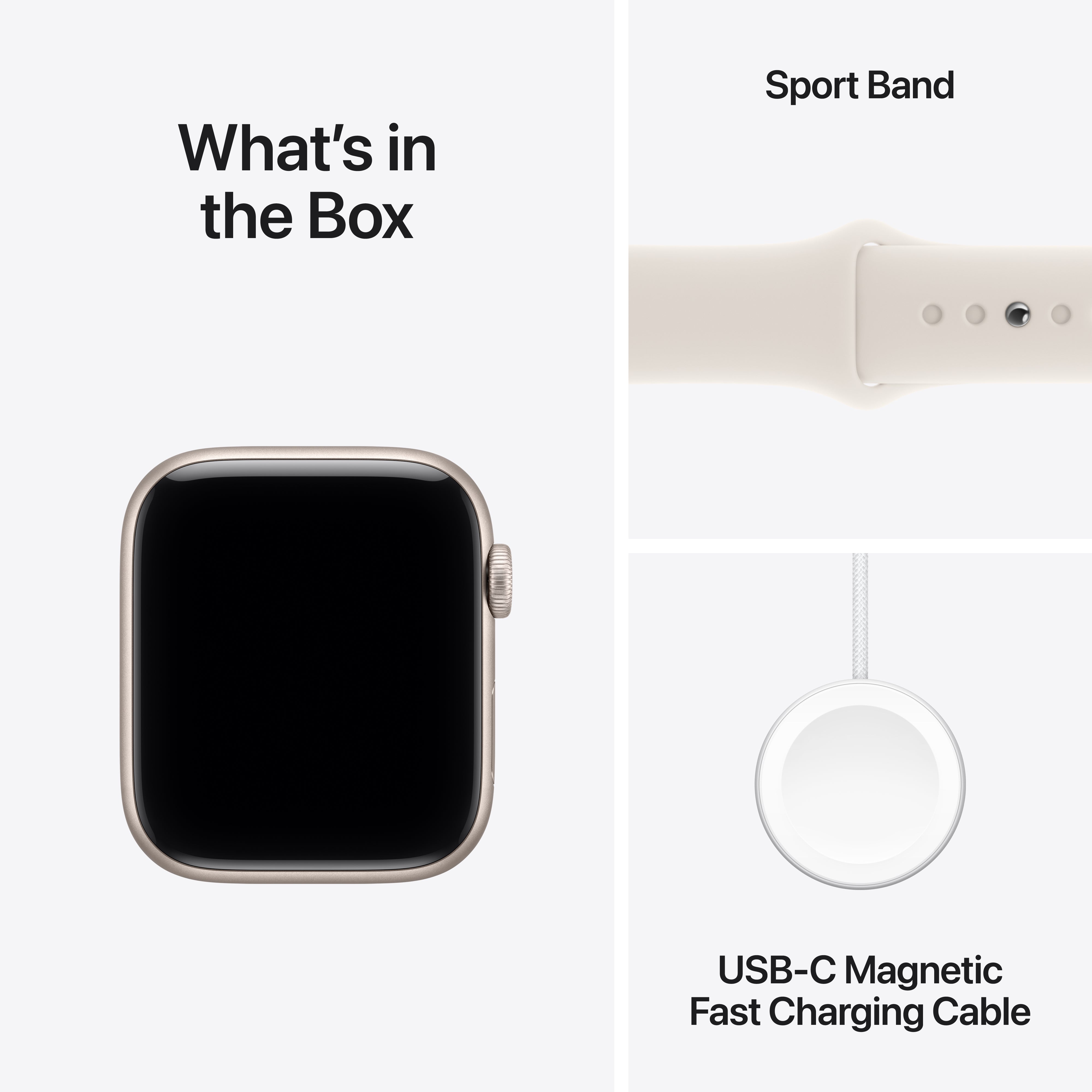 Apple Watch SE 3 GPS, 44mm Starlight Aluminium Case with Starlight Sport Band – MEHJ4 (M/L)