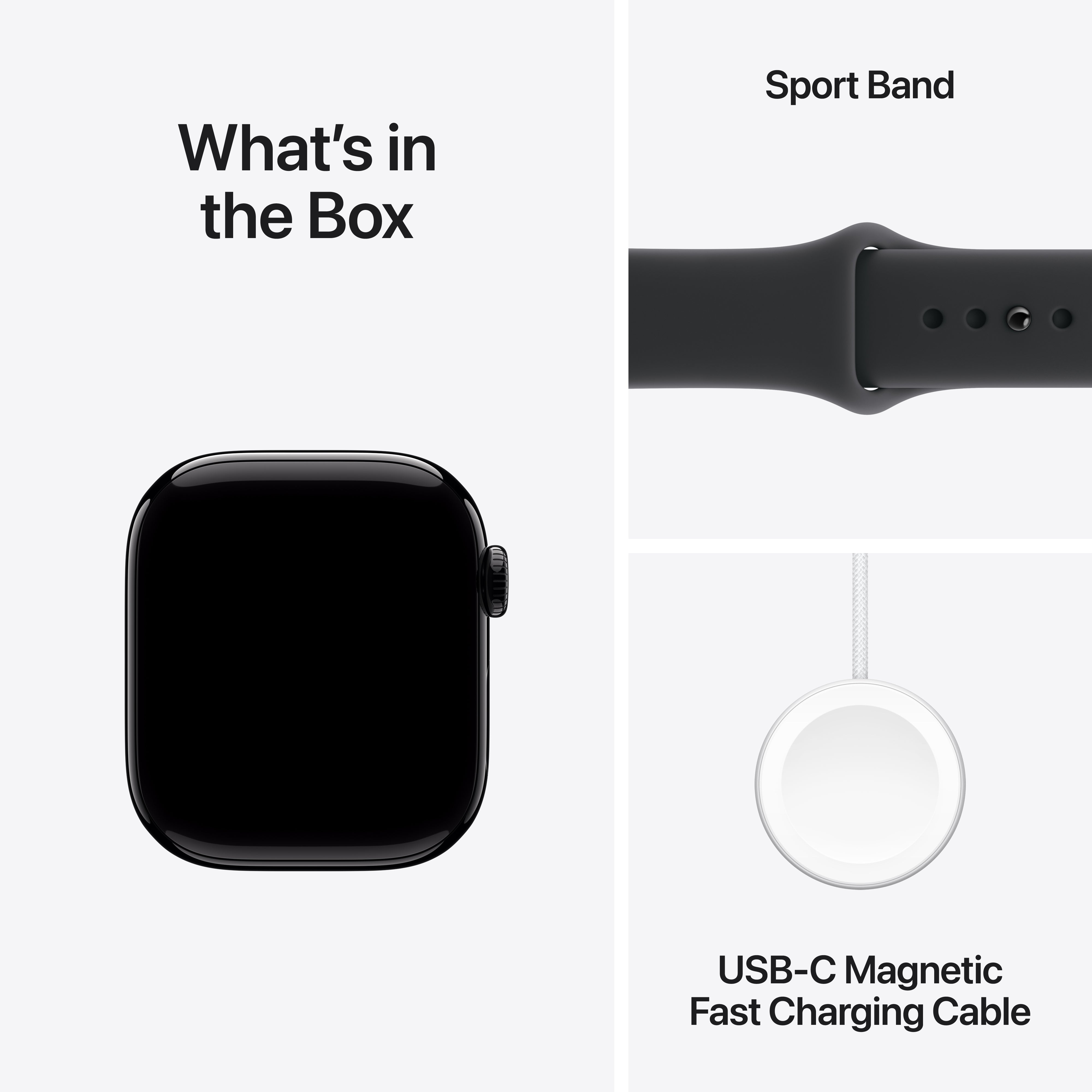 Apple Watch Series 11 GPS, 42 mm Jet Black Aluminium Case with Black Sport Band – MEQT4 (S/M)