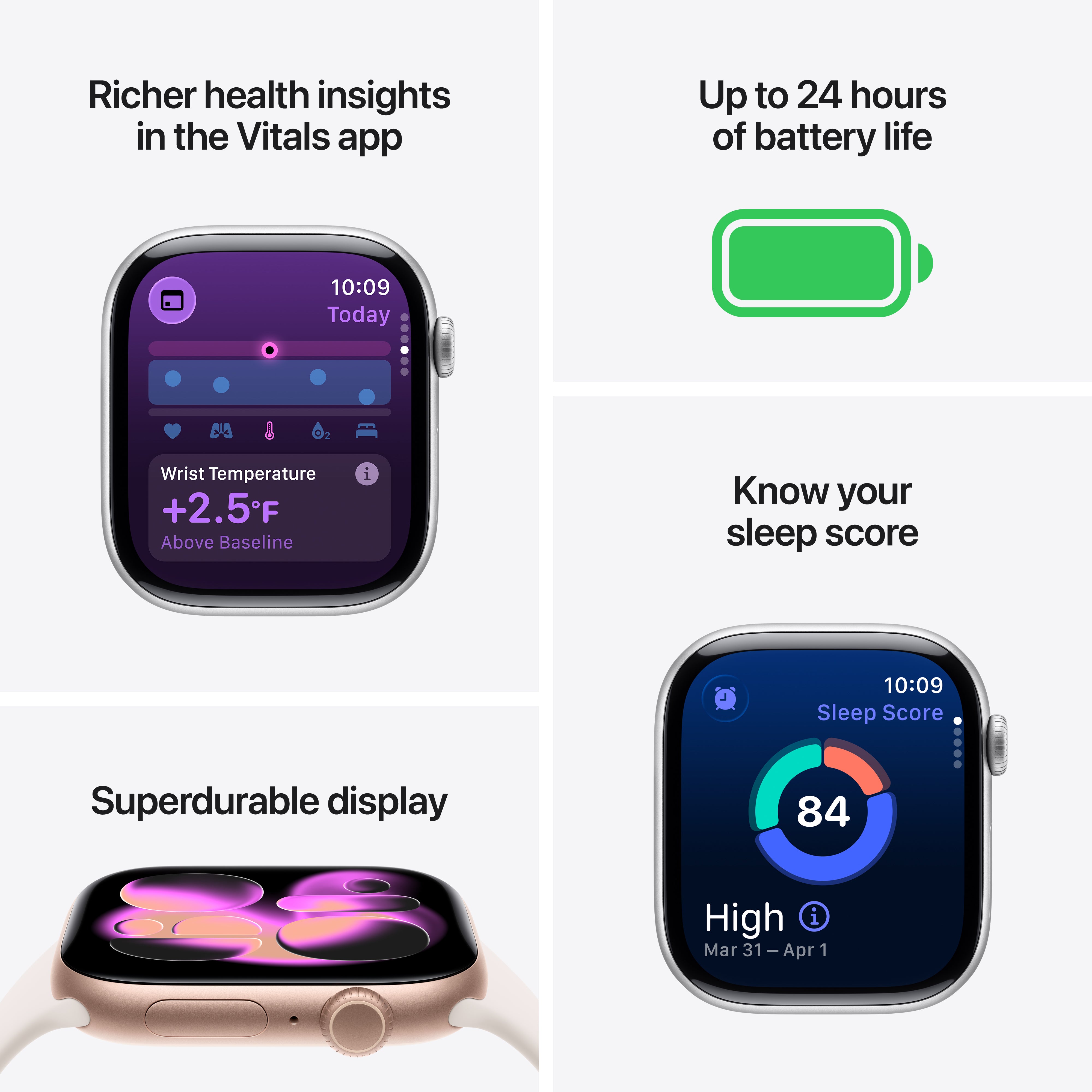 Apple Watch Series 11 GPS, 42 mm Silver Aluminium Case with Purple Fog Sport Band – MEU64 (S/M)