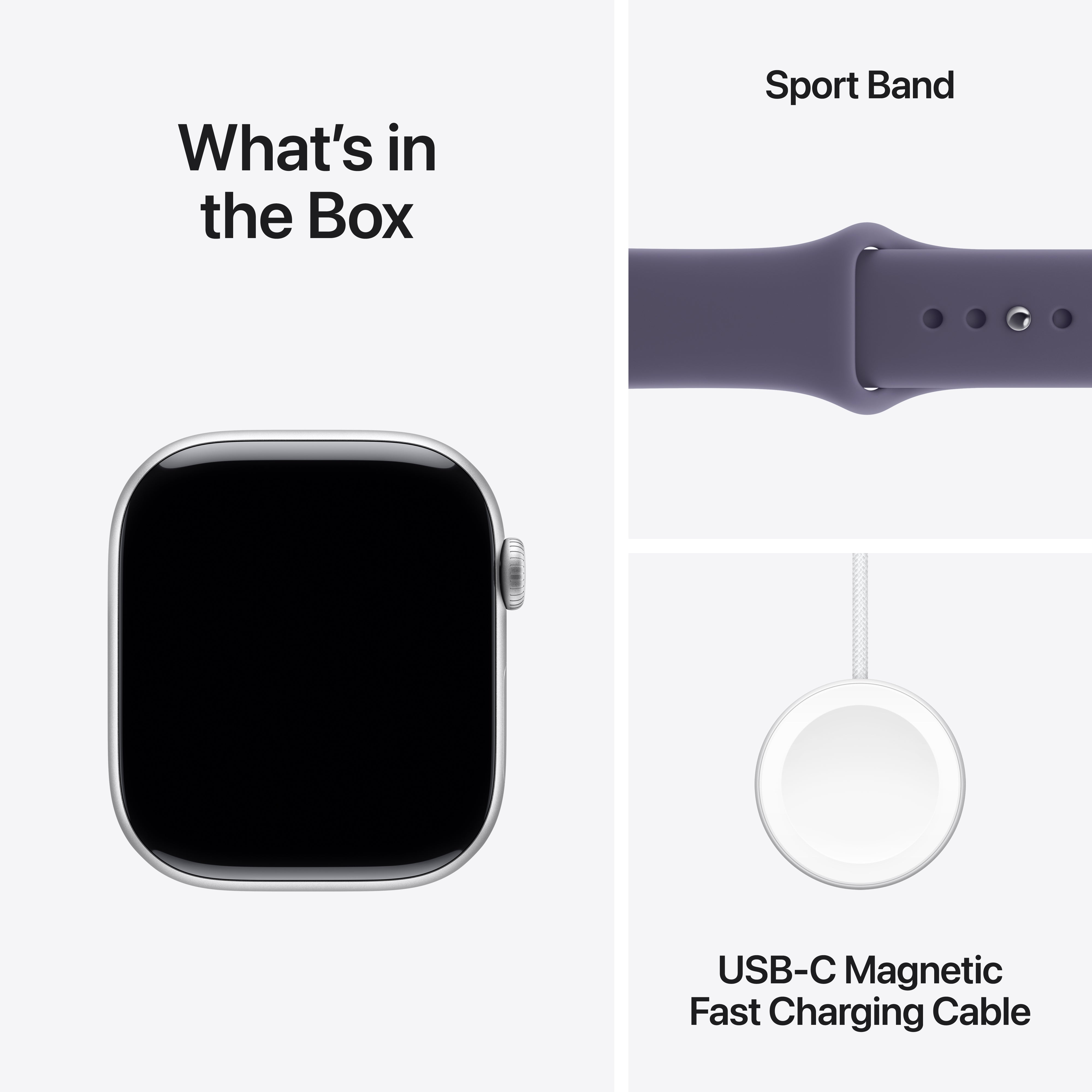 Apple Watch Series 11 GPS, 42 mm Silver Aluminium Case with Purple Fog Sport Band – MEU64 (S/M)