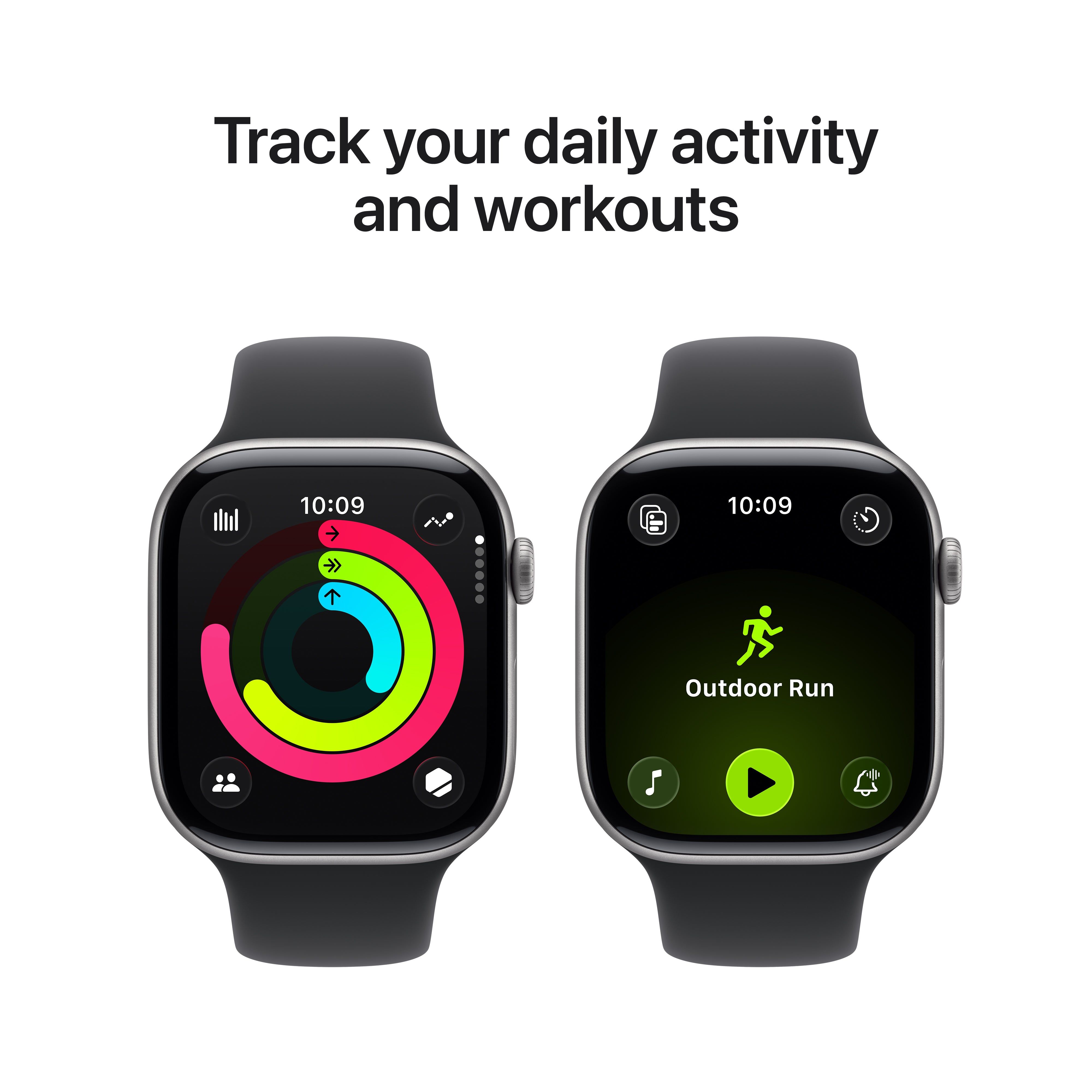 Apple Watch Series 11 GPS, 42 mm Space Grey Aluminium Case with Black Sport Band – MEQW4 (S/M)