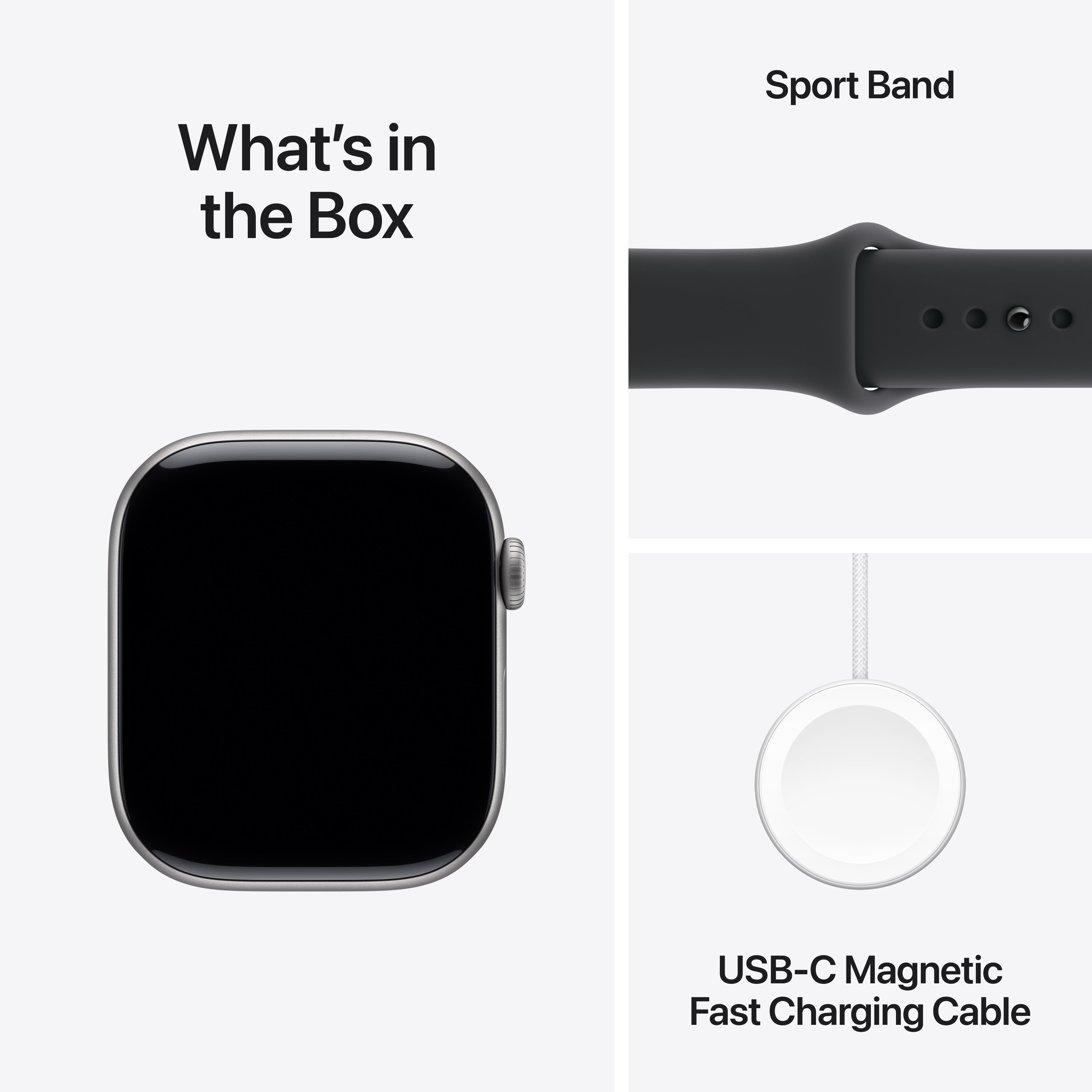Apple Watch Series 11 GPS, 42 mm Space Grey Aluminium Case with Black Sport Band – MEQW4 (S/M)