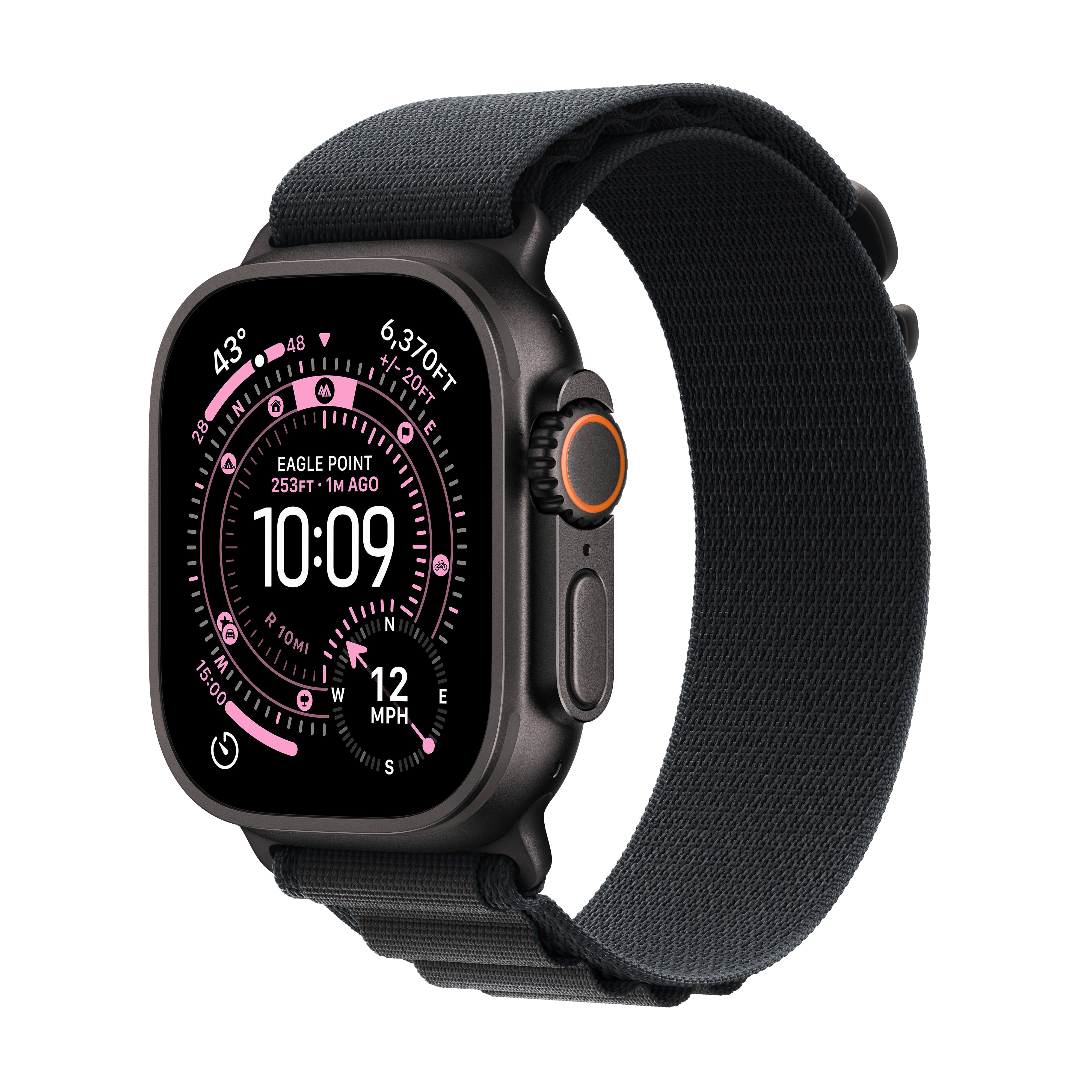 Apple Watch Ultra 3 GPS + Cellular, 49mm Black Titanium Case with Black Alpine Loop – MF0X4 (L)