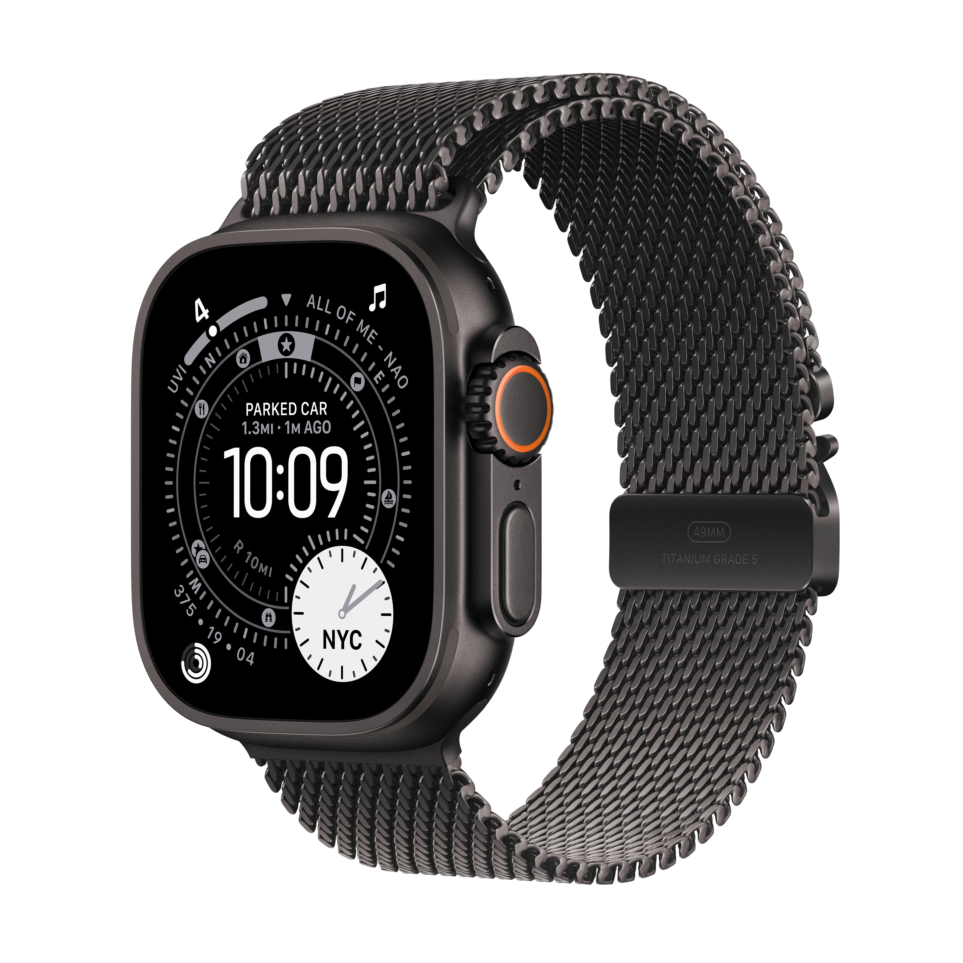 Apple Watch Ultra 3 GPS + Cellular, 49mm Black Titanium Case with Black Titanium Milanese Loop – MF1T4 (L)
