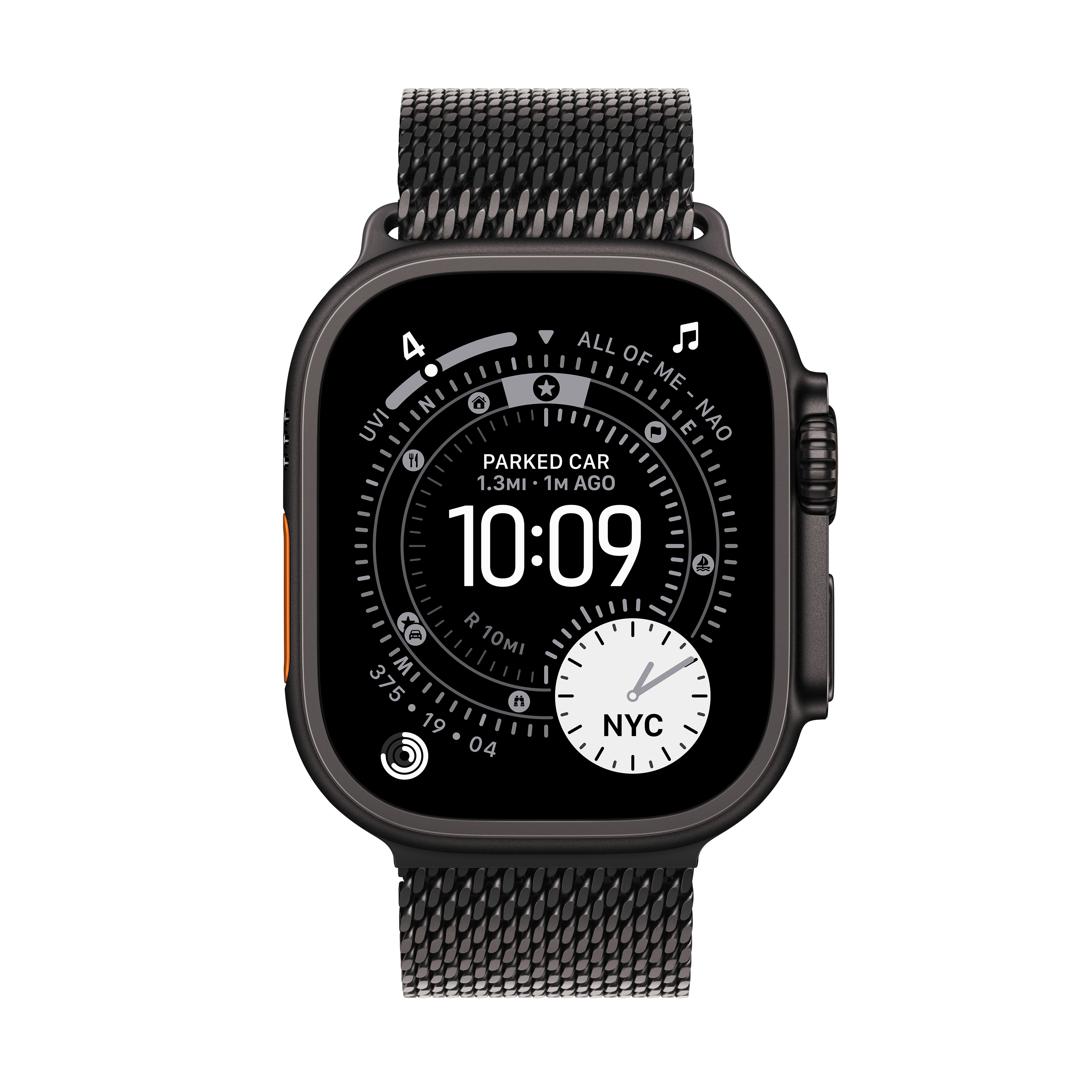 Apple Watch Ultra 3 GPS + Cellular, 49mm Black Titanium Case with Black Titanium Milanese Loop – MF1T4 (L)